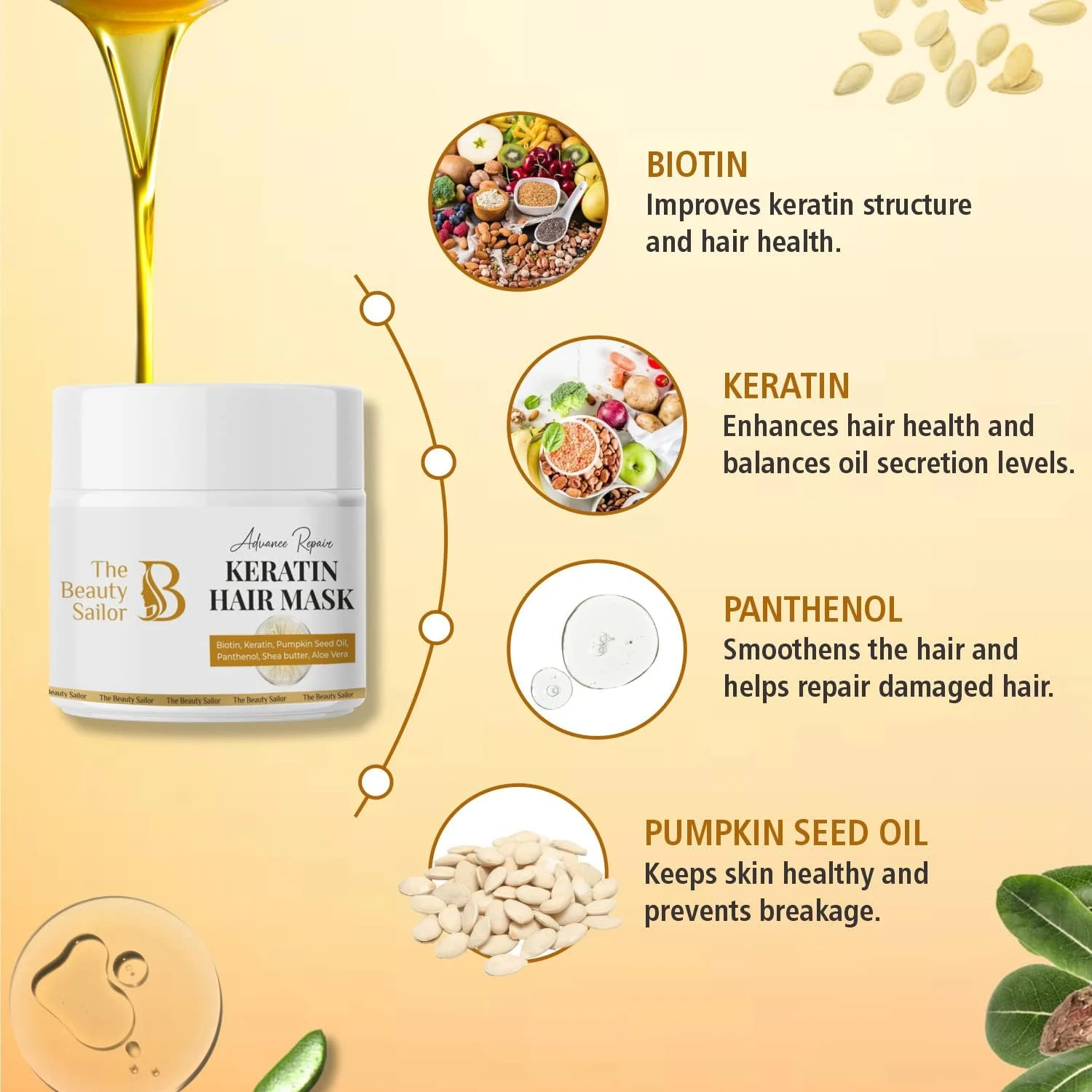 ماسک مو کراتین ترمیم کننده قوی بیوتی سیلر | درمان نرم کننده برای موهای آسیب دیده | برای آقایان و بانوان | غنی شده با بیوتین، شی باتر و آلوئه ورا | مناسب انواع مو | 100 گرم