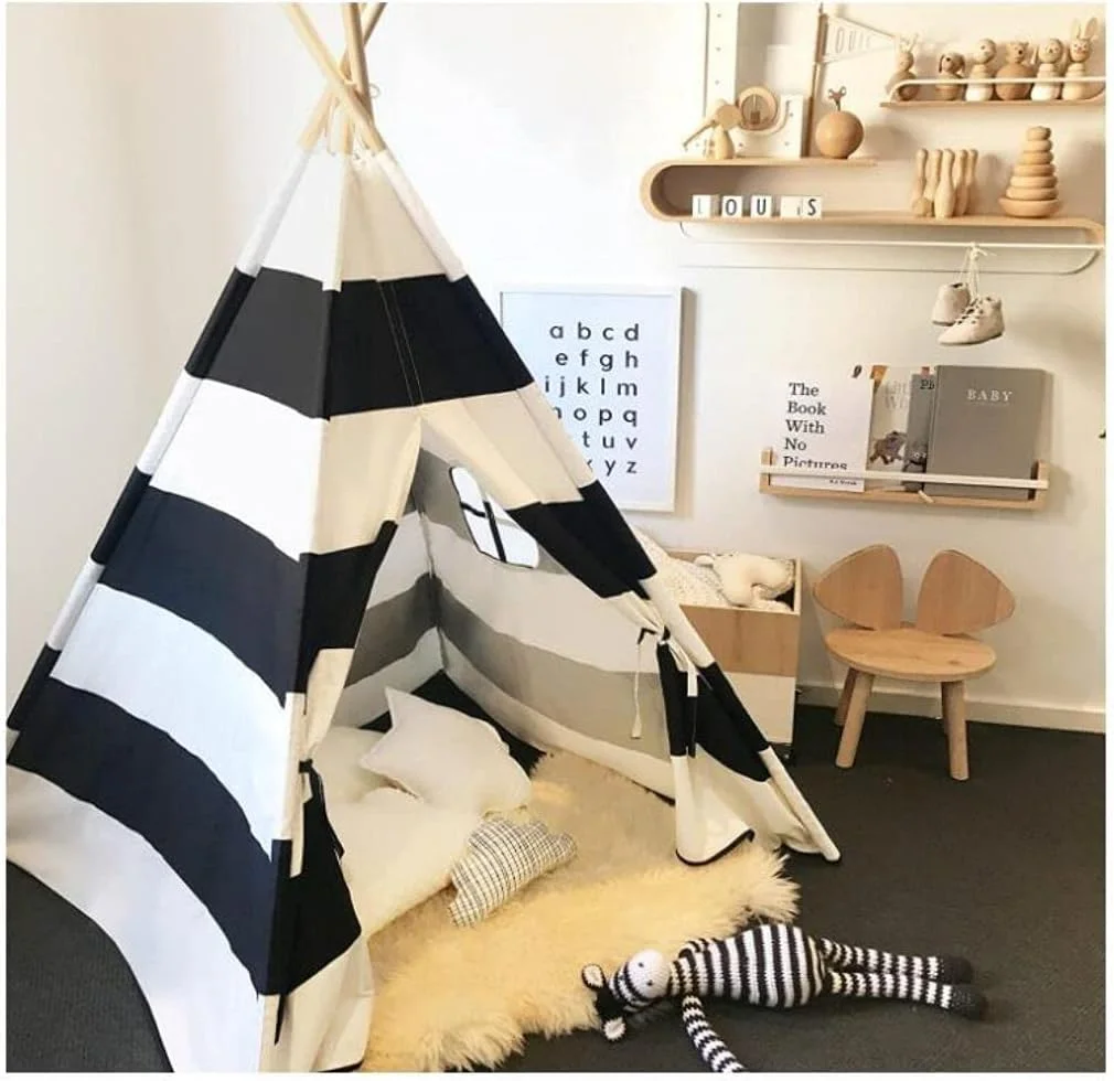 چادر تیپی بازی کودکان تاشو مناسب بازی دختران و پسران در فضای داخلی و خارجی (تزئینات شامل نمی شود) (راه راه) چادر تیپی بازی کودکان تاشو مناسب بازی دختران و پسران در فضای داخلی و خارجی (تزئینات شامل نمی شود) (راه راه)