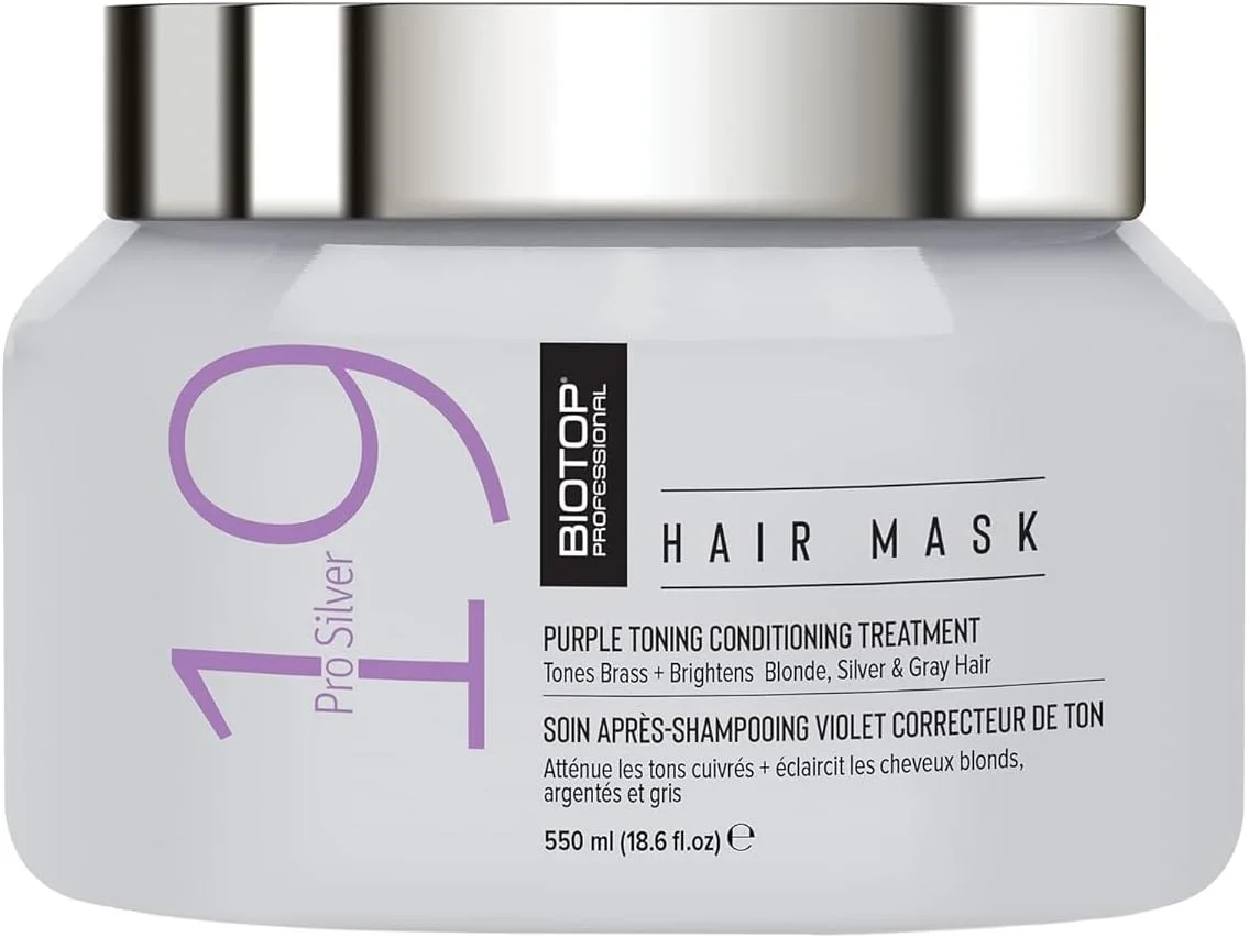 ماسک مو نقره ای Biotop Professional 19 مناسب انواع رنگ موی بلوند، فاقد پارابن و SLS، حجم 550 میلی لیتر