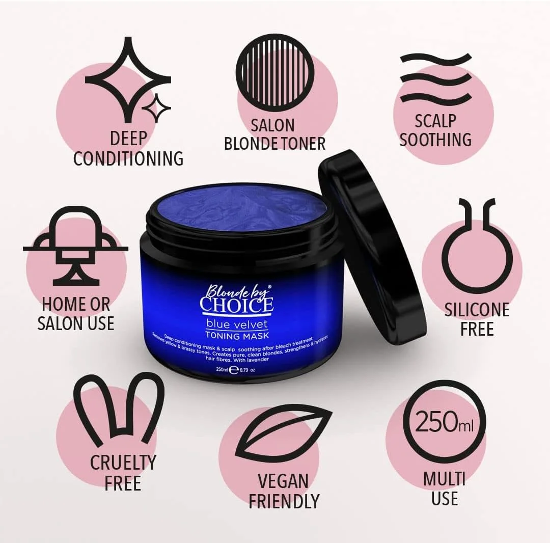 ماسک تونینگ بلو ولوت بلوند بای چویس، تونر مو برای موهای دکلره شده، درمان عمیق مو با تسکین پوست سر برای موهای آسیب دیده ناشی از دکلره و مراقبت های بعد از رنگ موی بلوند، 250 میلی لیتر ماسک تونینگ بلو ولوت بلوند بای چویس، تونر مو برای موهای دکلره شده، درمان عمیق مو با تسکین پوست سر برای موهای آسیب دیده ناشی از دکلره و مراقبت های بعد از رنگ موی بلوند، 250 میلی لیتر