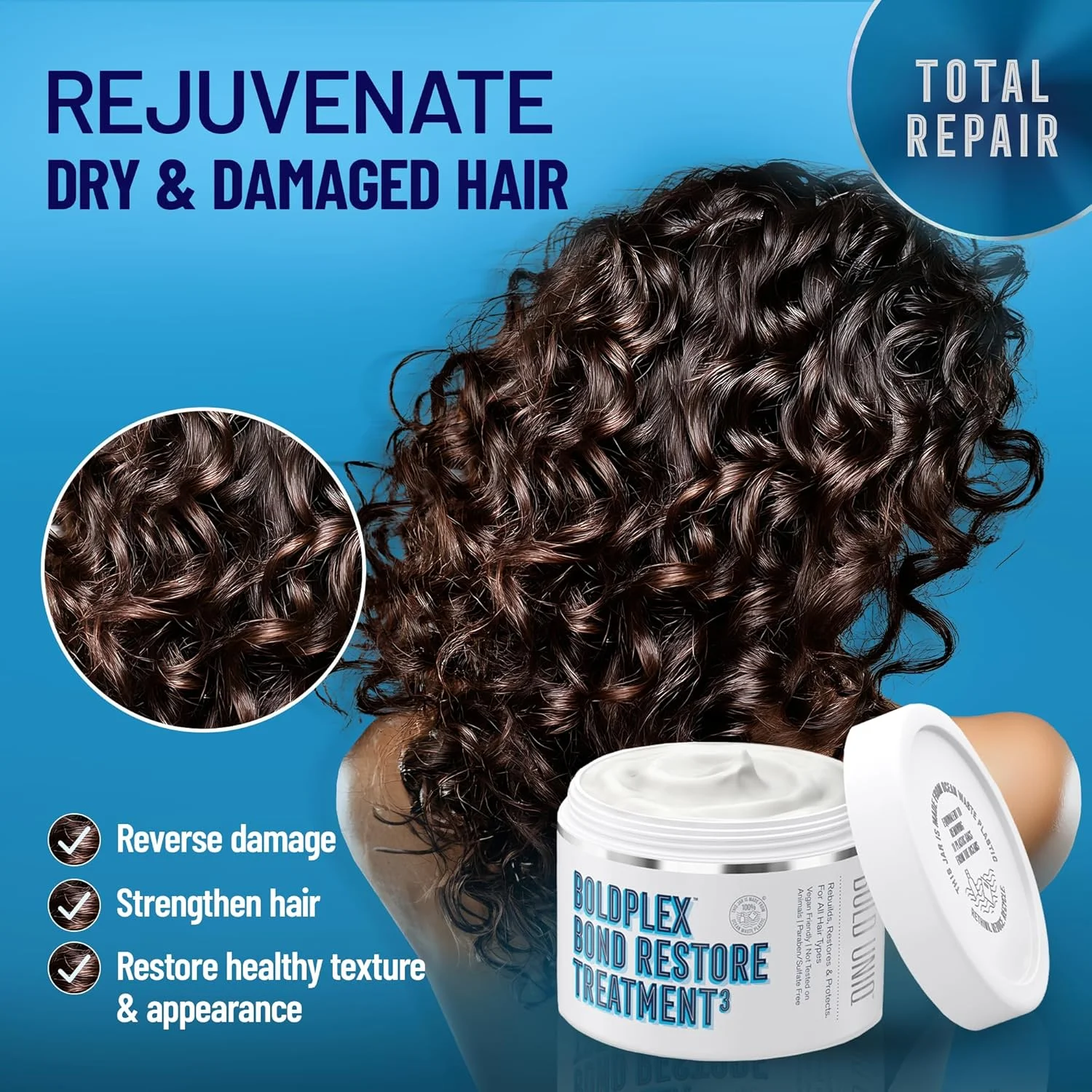 ماسک پروتئینه ترمیم کننده مو Bold Uniq BoldPlex 3 - 200 میلی لیتر، نرم کننده عمیق و ترمیم کننده پیوند برای موهای خشک، آسیب دیده، مجعد، رنگ شده، وز، شکسته یا دکلره شده، وگان و بدون تست حیوانی