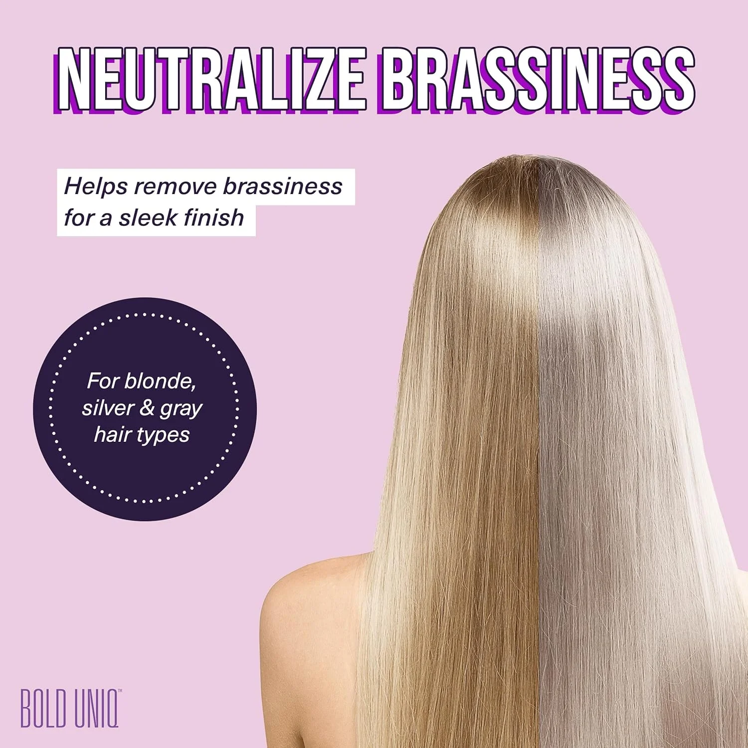 ماسک مو بنفش Bold Uniq برای موهای بلوند، پلاتینه و نقره ای، ماسک آبی برای کاهش زردی و ترمیم موهای خشک و آسیب دیده، تونر بدون سولفات، 200 میلی لیتر