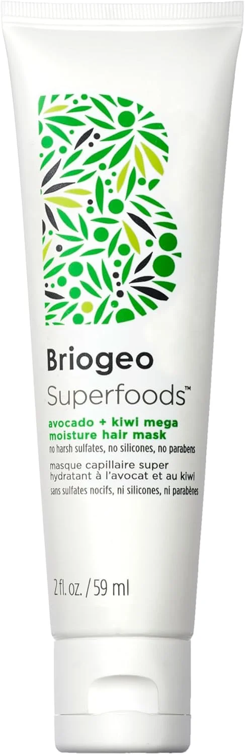 ماسک آووکادو + کیوی بریوجیو سوپرفودز، بدون پروتئین، آبرسانی عمیق، افزایش درخشندگی، ماسک مرطوب کننده برای موهای خشک، حفظ رطوبت، وگان، بدون تست حیوانی، 59 میلی لیتر