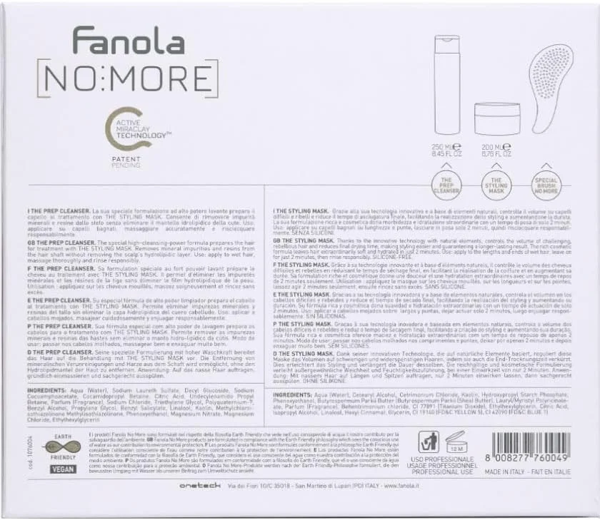 کیت مراقبت مو Fanola شامل پاک کننده آماده ساز 250 میل، ماسک حالت دهنده 200 میل و یک گره باز کن برای تغذیه، آبرسانی، باز کردن گره مو و حالت دهی ماندگار، بدون سیلیکون و وگان