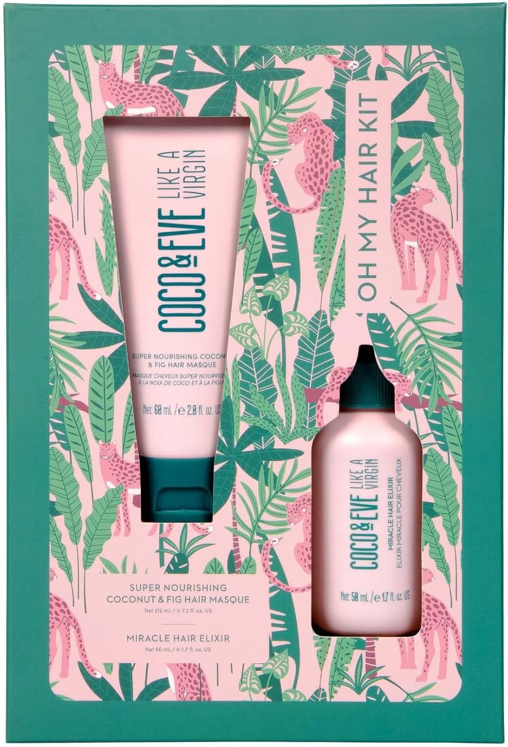 مجموعه مراقبت مو Coco & Eve – شامل ماسک مو و روغن مو، مناسب برای انواع مو، ترمیم کننده و آبرسان قوی، محافظت در برابر حرارت و درخشان کننده