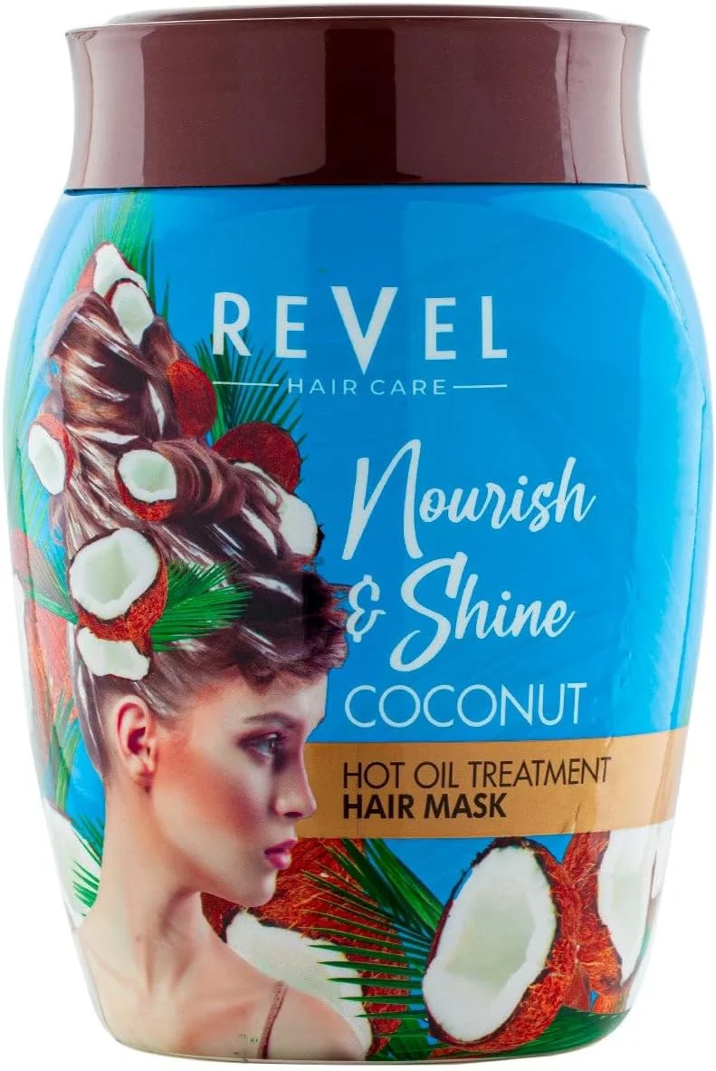 ماسک مو روغن نارگیل گرم Revel Hair Care مناسب برای آقایان و بانوان، 1000 میلی لیتر، کنترل ریزش مو، رشد مجدد
