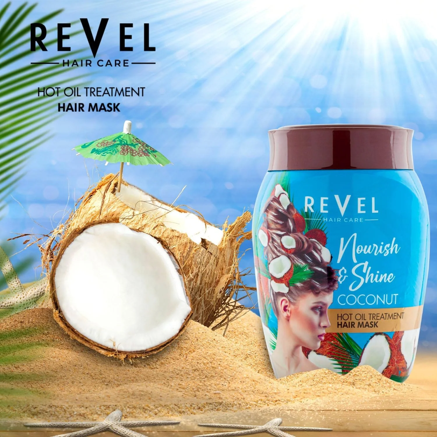 ماسک مو روغن نارگیل گرم Revel Hair Care مناسب برای آقایان و بانوان، 1000 میلی لیتر، کنترل ریزش مو، رشد مجدد