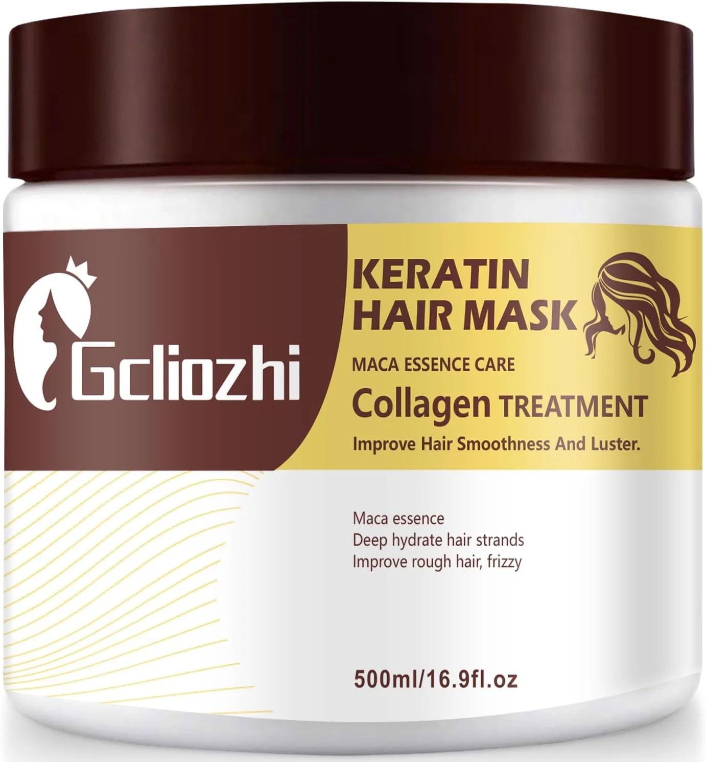 ماسک مو کلاژن برای موهای آسیب دیده - ماسک مو کراتین و روغن نارگیل، ترمیم کننده عمیق و نرم کننده حاوی روغن آرگان برای موهای فر، صاف، نازک و کم حجم (500 میلی لیتر)