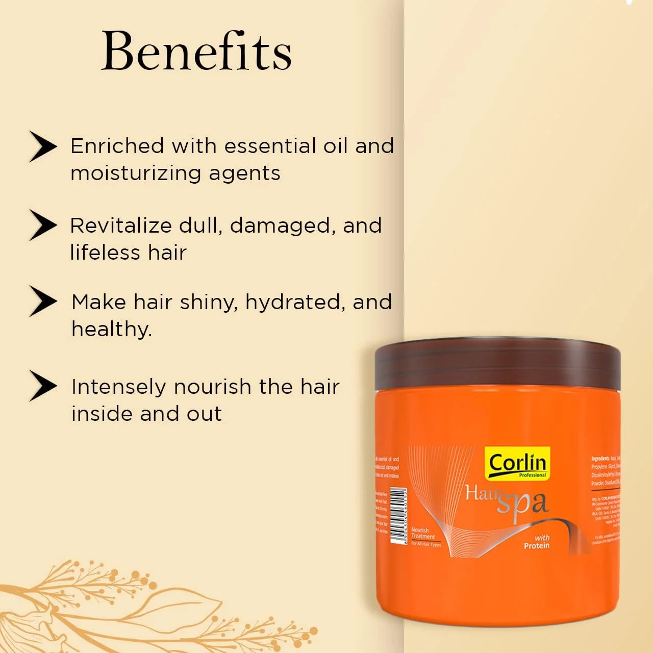 کرم اسپا موی کورلین برای خانم ها و آقایان، 800 گرم | درمان تغذیه کننده عمیق با پروتئین | ماسک موی خانگی برای موهای صاف و بدون وز