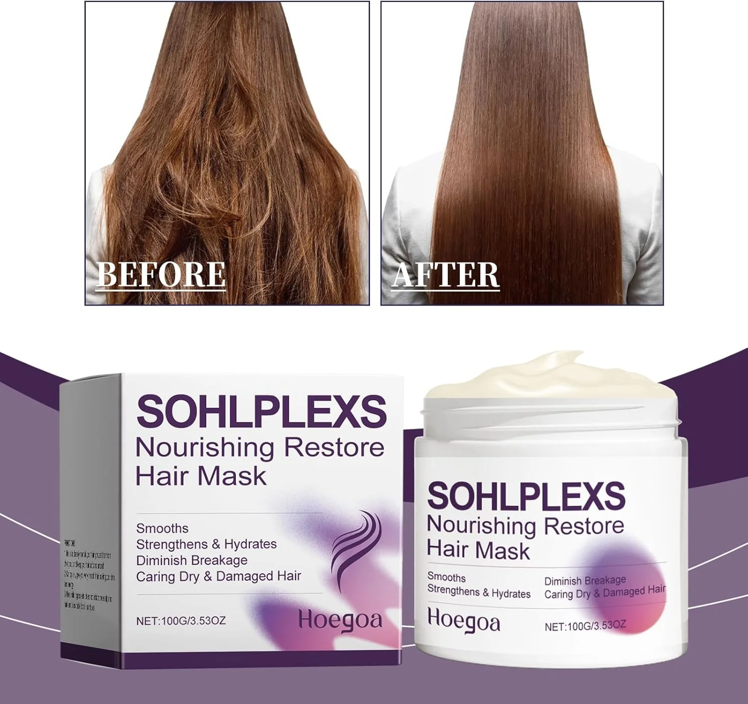 ماسک ترمیم کننده مو، تغذیه عمیق موهای خشک و آسیب دیده، ترمیم و تقویت کننده با ویتامین های B3، B5، B7، C و E، مرطوب کننده موهای مستعد وز، وگان و بدون تست حیوانی