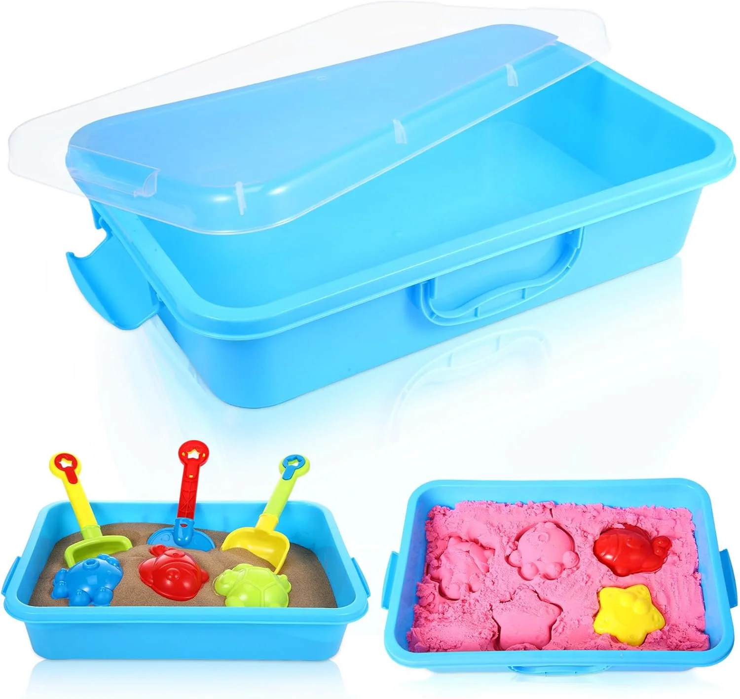 سینی حسی قابل حمل 15 اینچی Blosssound با درب، سینی شن و ماسه پلاستیکی با درب، جعبه شن پلاستیکی برای پر کردن آب، شن، مهره و موارد دیگر سینی حسی قابل حمل 15 اینچی Blosssound با درب، سینی شن و ماسه پلاستیکی با درب، جعبه شن پلاستیکی برای پر کردن آب، شن، مهره و موارد دیگر