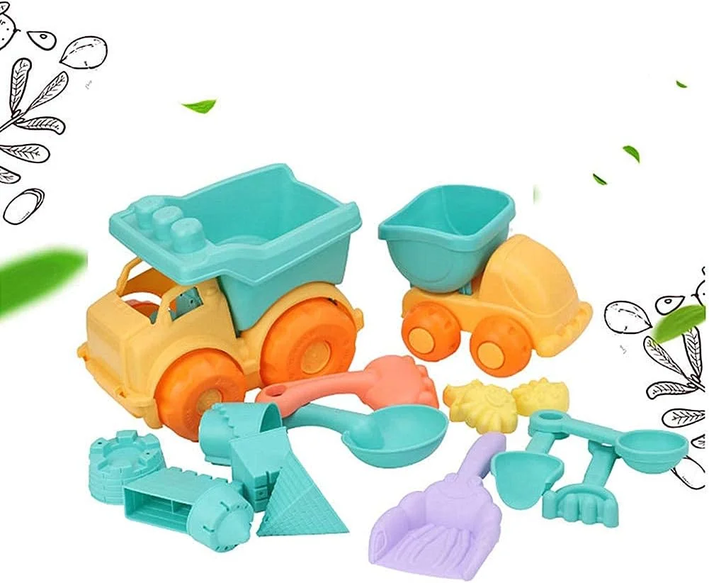 ست سطل و بیل ساحلی، اسباب بازی های گودال شن و ماسه برای کودکان نوپا، بازی شن و ماسه برای کودکان، اسباب بازی های ساحلی، سطل های ساحلی 7 تکه