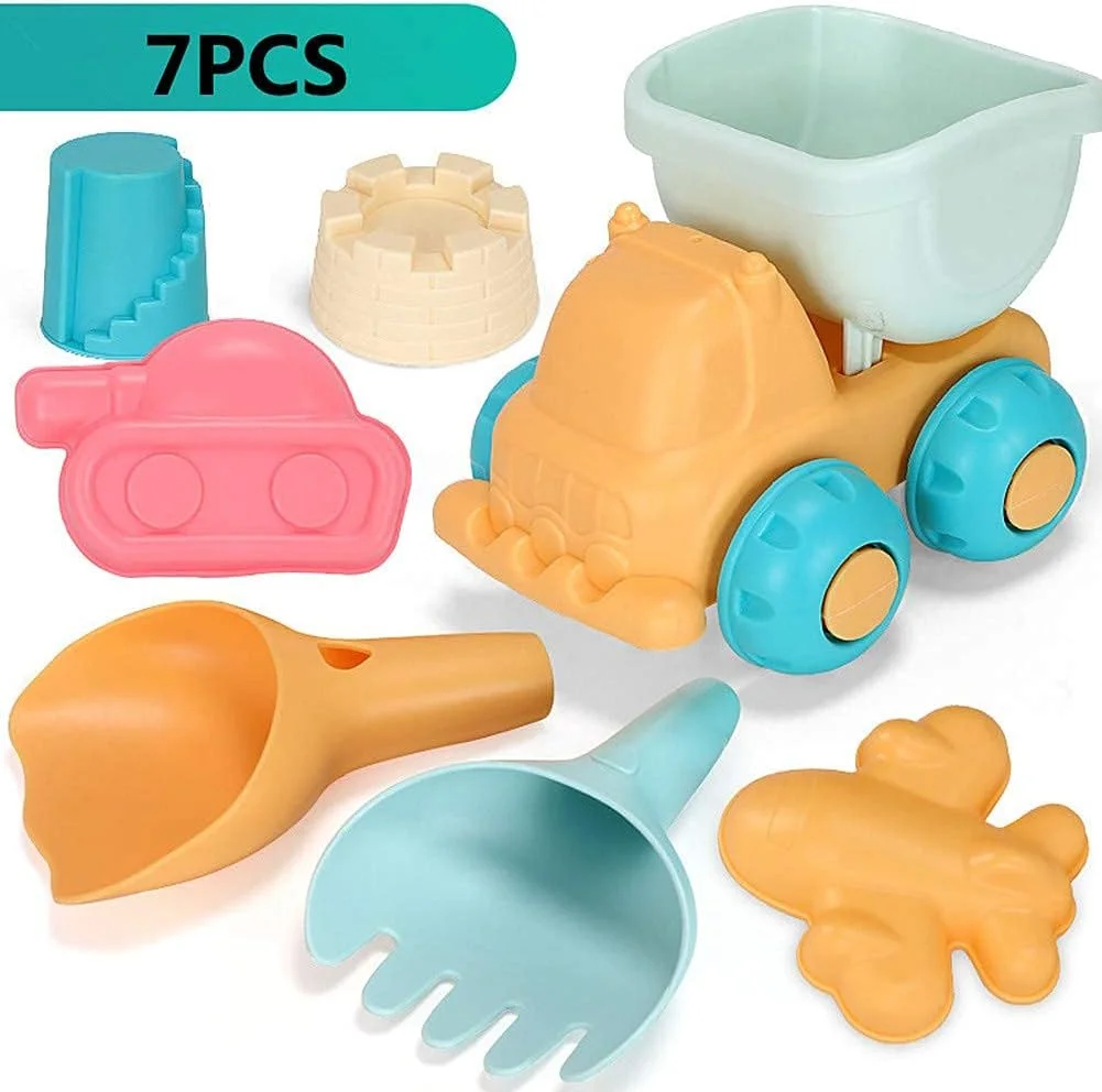 ست سطل و بیل اسباب بازی ساحلی، اسباب بازی های شن و ماسه برای کودکان نوپا، اسباب بازی های ساحلی برای کودکان، شن بازی برای کودکان، گودال شن 7 تکه ست سطل و بیل اسباب بازی ساحلی، اسباب بازی های شن و ماسه برای کودکان نوپا، اسباب بازی های ساحلی برای کودکان، شن بازی برای کودکان، گودال شن 7 تکه