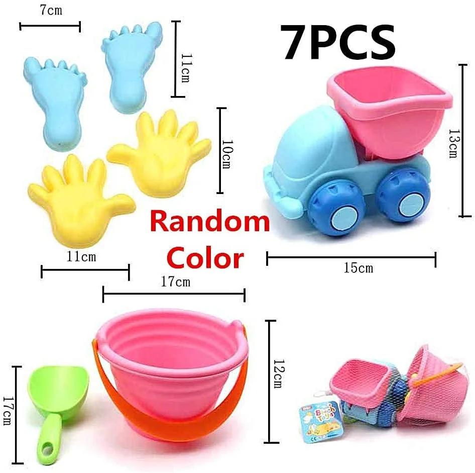 اسباب بازی های ساحلی سطل و بیل برای بازی کودکان، شن بازی برای کودکان، اسباب بازی های ساحلی گودال شن، اسباب بازی های شن بازی کودکان، اسباب بازی های شن بازی برای کودکان نوپا، 7 تکه