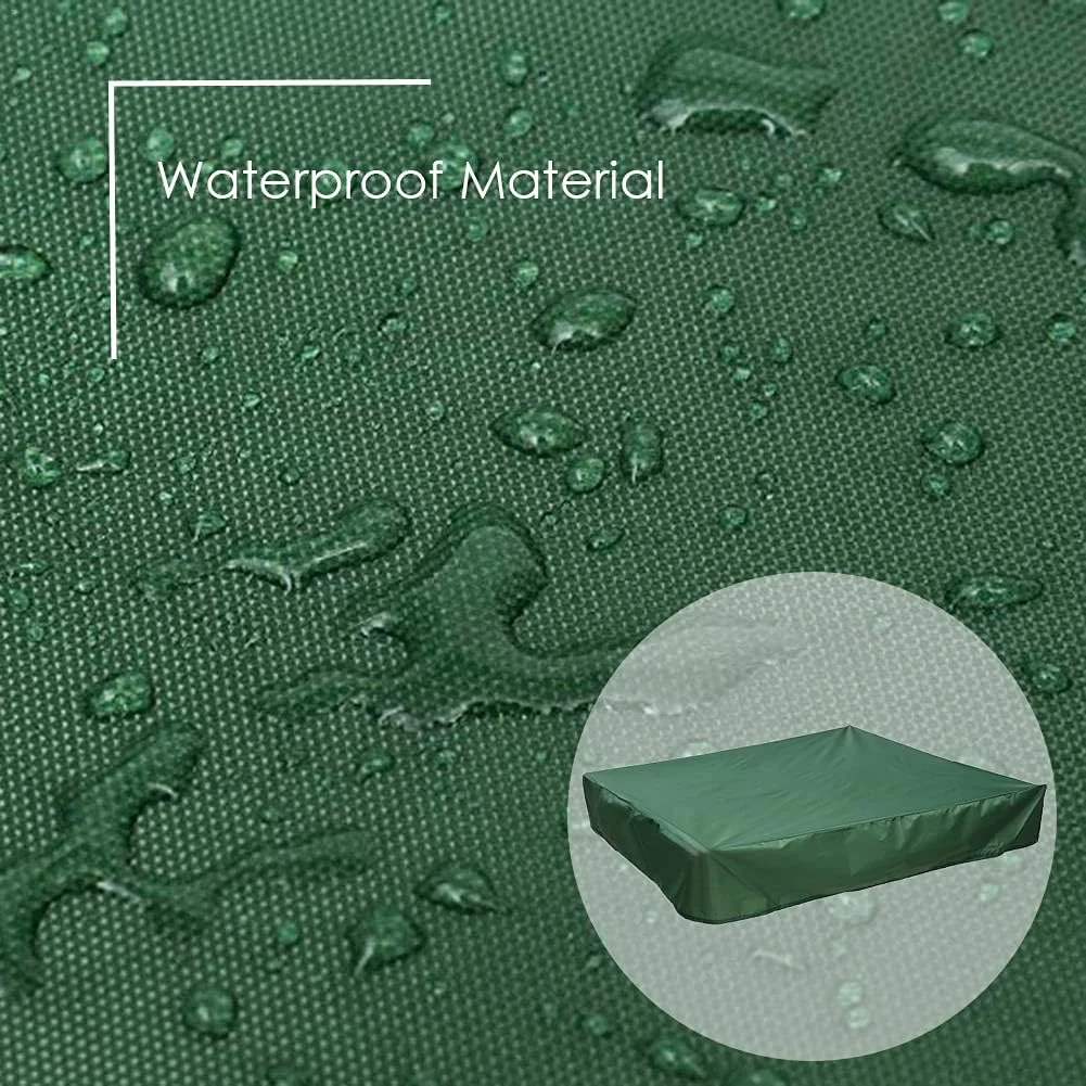 روکش ضدآب جعبه شن و ماسه کوزو با بند کشی، محافظ مربع شکل الاستیک در برابر گرد و غبار برای اسباب بازی های استخر شن، مناسب فضای داخلی، خارجی و باغ - سبز