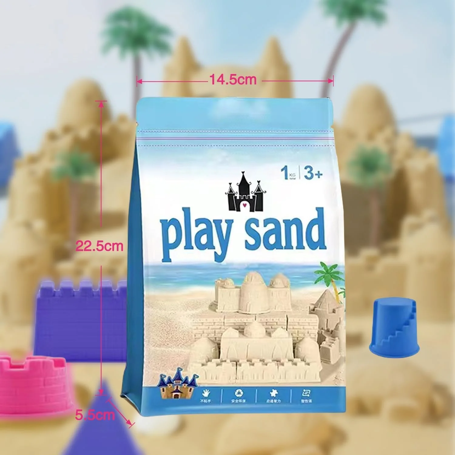 شن بازی 3 کیلوگرمی، 31 قالب، شکل پخش نمی شود، ظریف تر، به دست نمی چسبد، شن بازی نرم غیر سمی کودکانه، قالب گیری و ایجاد برای فعالیت های داخل و خارج از خانه کودکان (3 کیلوگرم)