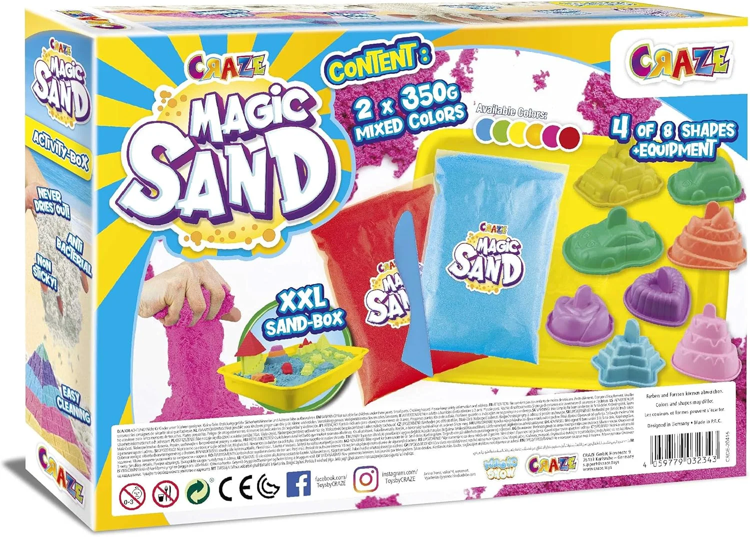 جعبه فعالیت شن جادویی CRAZE، جعبه شن جنبشی با 700 گرم شن ورز دادنی و لوازم جانبی، ست کاردستی شن جادویی رنگارنگ کودکان، بدون BPA و گلوتن جعبه فعالیت شن جادویی CRAZE، جعبه شن جنبشی با 700 گرم شن ورز دادنی و لوازم جانبی، ست کاردستی شن جادویی رنگارنگ کودکان، بدون BPA و گلوتن