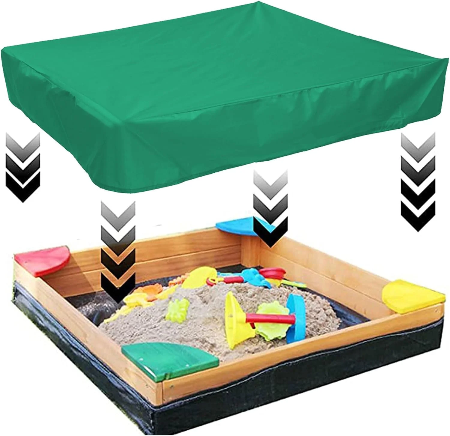روکش جعبه شنی پارچه آکسفورد فافیسی، سایبان ضد آب با طناب کشی برای گودال شن مربعی، شن و را برای کودکان خشک نگه می دارد (180X180cm) روکش جعبه شنی پارچه آکسفورد فافیسی، سایبان ضد آب با طناب کشی برای گودال شن مربعی، شن و را برای کودکان خشک نگه می دارد (180X180cm)