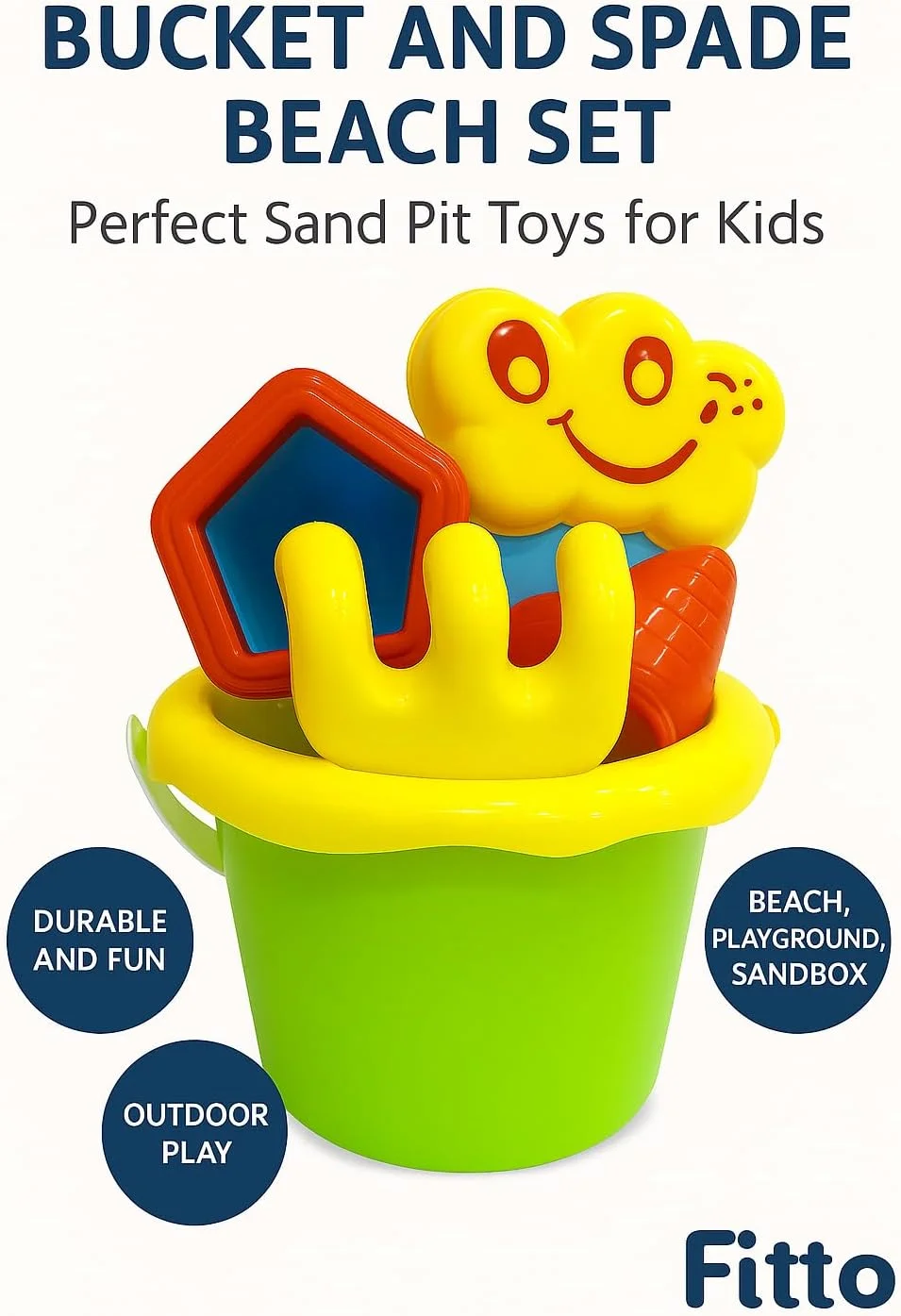 ست سطل و بیلچه ساحلی فیتو - اسباب بازی های عالی برای بازی در شن و ماسه کودکان، بادوام و سرگرم کننده برای بازی در فضای باز، ایده آل برای ساحل، زمین بازی و فعالیت های جعبه شنی ست سطل و بیلچه ساحلی فیتو - اسباب بازی های عالی برای بازی در شن و ماسه کودکان، بادوام و سرگرم کننده برای بازی در فضای باز، ایده آل برای ساحل، زمین بازی و فعالیت های جعبه شنی