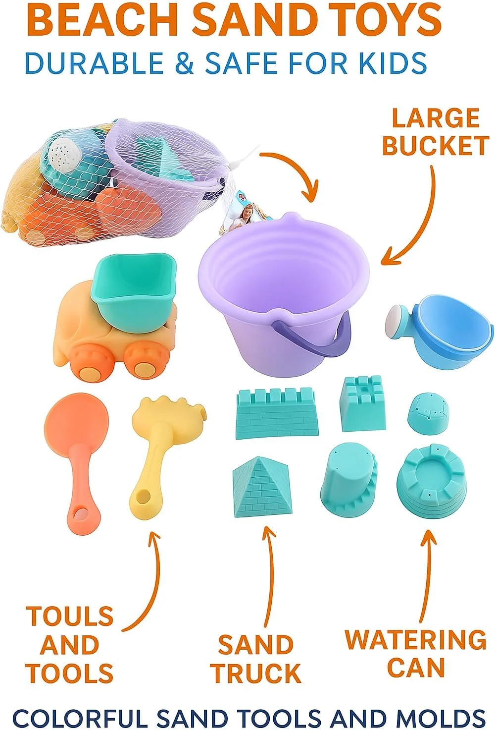 ست سطل و بیلچه ساحلی فیتو - اسباب بازی های عالی برای بازی در شن و ماسه کودکان، بادوام و سرگرم کننده برای بازی در فضای باز، ایده آل برای ساحل، زمین بازی و فعالیت های جعبه شنی ست سطل و بیلچه ساحلی فیتو - اسباب بازی های عالی برای بازی در شن و ماسه کودکان، بادوام و سرگرم کننده برای بازی در فضای باز، ایده آل برای ساحل، زمین بازی و فعالیت های جعبه شنی