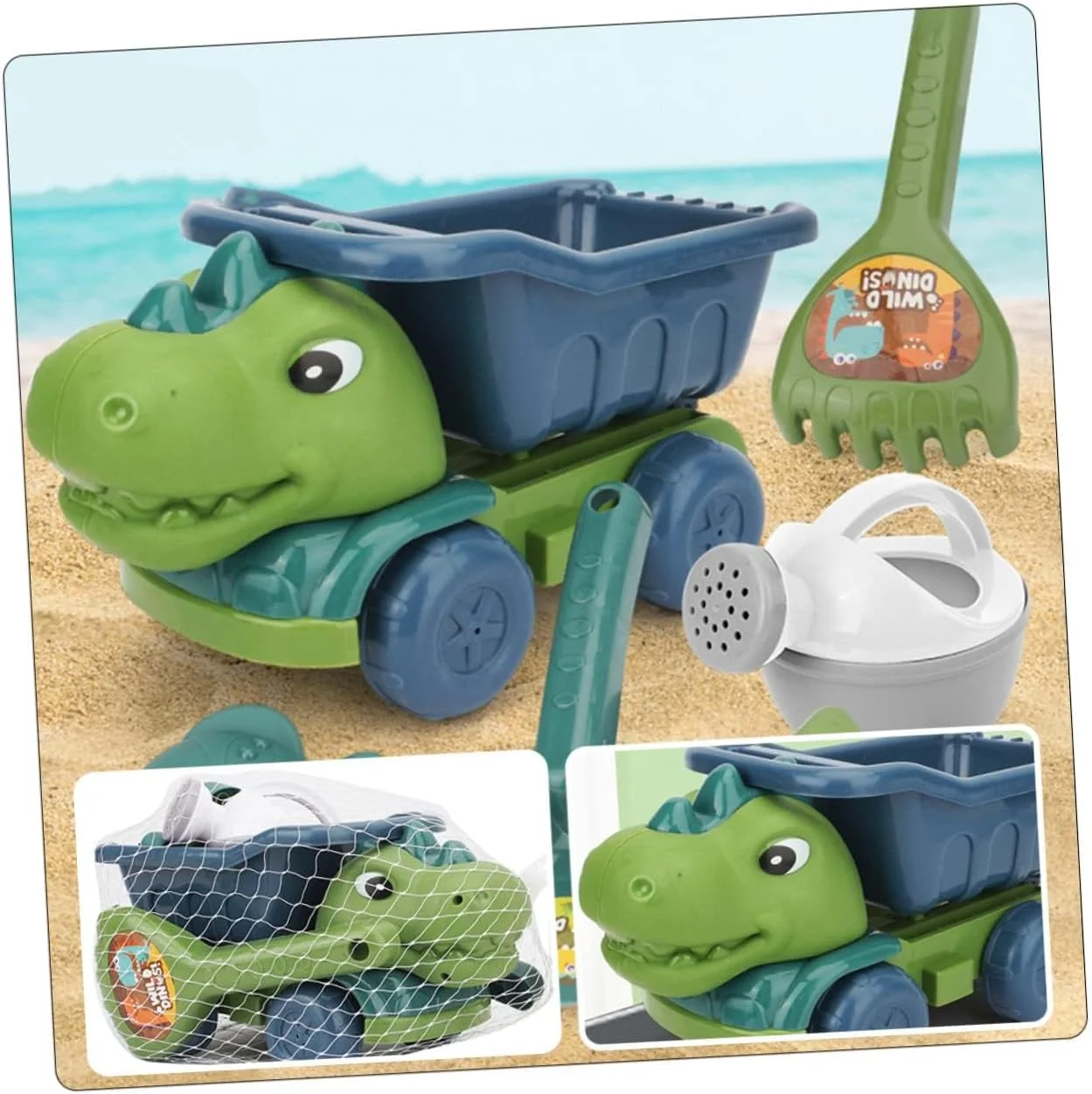 مجموعه ساخت و ساز شن و ماسه ATV دایناسور Excefore، سرگرمی در فضای باز با اسباب بازی کامیون بچه گانه، قالب های ساحلی و پلاستیک ساعت شنی، برای بازی در ساحل