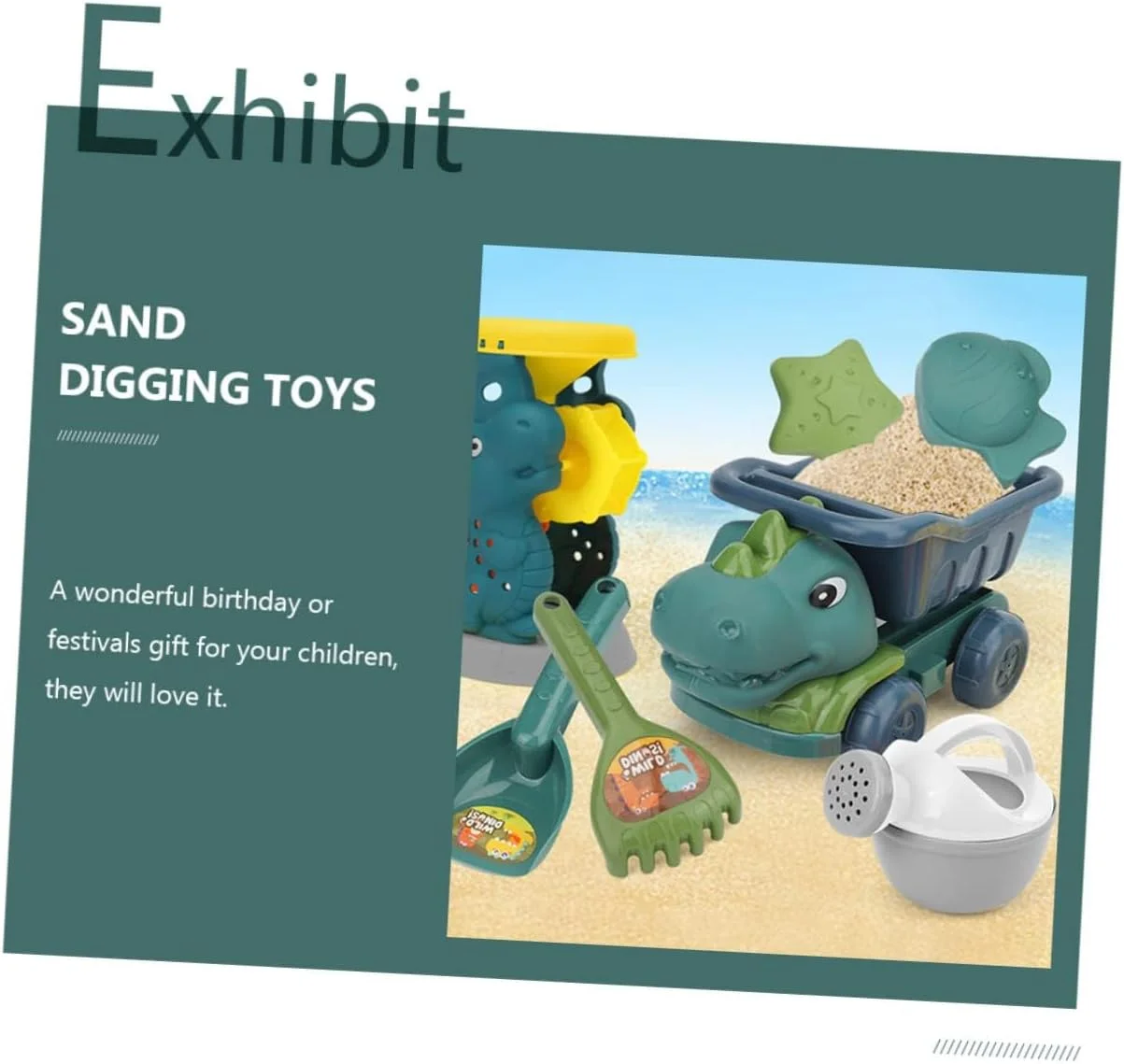 مجموعه ساخت و ساز شن و ماسه ATV دایناسور Excefore، سرگرمی در فضای باز با اسباب بازی کامیون بچه گانه، قالب های ساحلی و پلاستیک ساعت شنی، برای بازی در ساحل