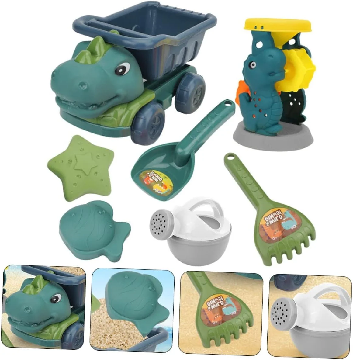 مجموعه ساخت و ساز شن و ماسه ATV دایناسور Excefore، سرگرمی در فضای باز با اسباب بازی کامیون بچه گانه، قالب های ساحلی و پلاستیک ساعت شنی، برای بازی در ساحل