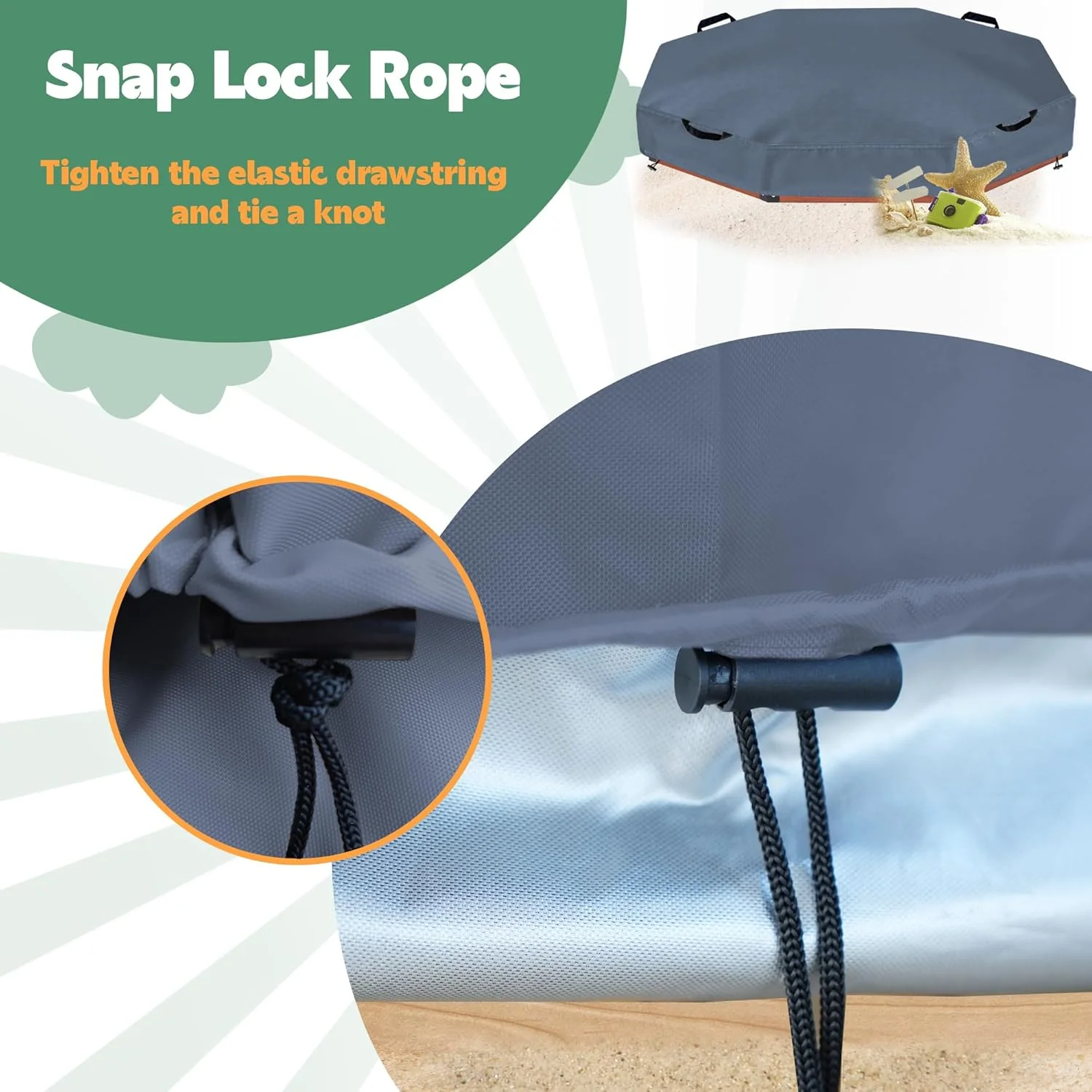 روکش جعبه شنی هشت ضلعی DUSTYPROTE، محافظ جعبه شنی کودکان، مناسب فضای باز باغ (خاکستری 213 X 198 X 23 سانتی متر)