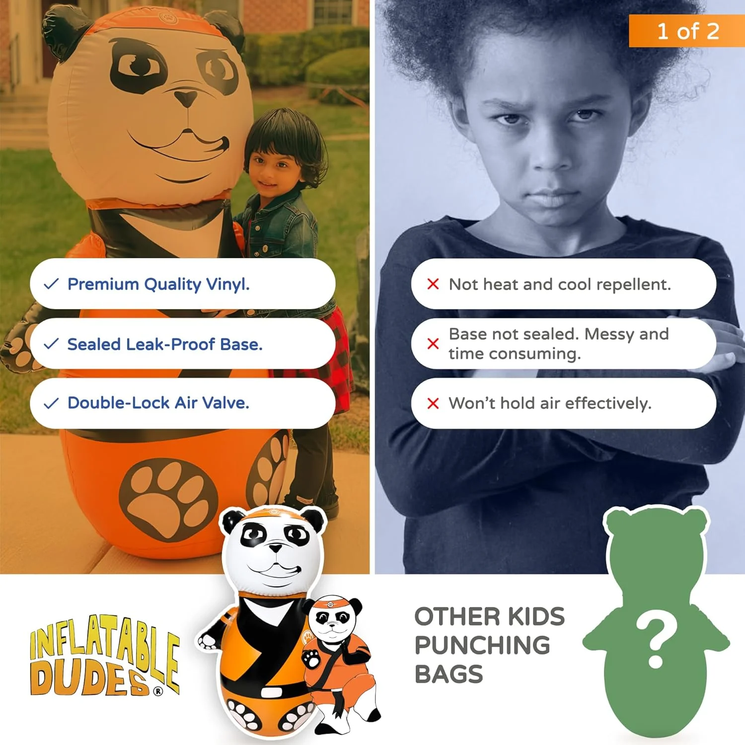 پاندا بادی 47 اینچی - کیسه بوکس کودکان | از قبل با شن پر شده | اسباب بازی بادی ممتاز | بازی های مهمانی - داخل و خارج از خانه | عملکرد برگشتی | کیسه بوکس برای کودکان - (بام بام)