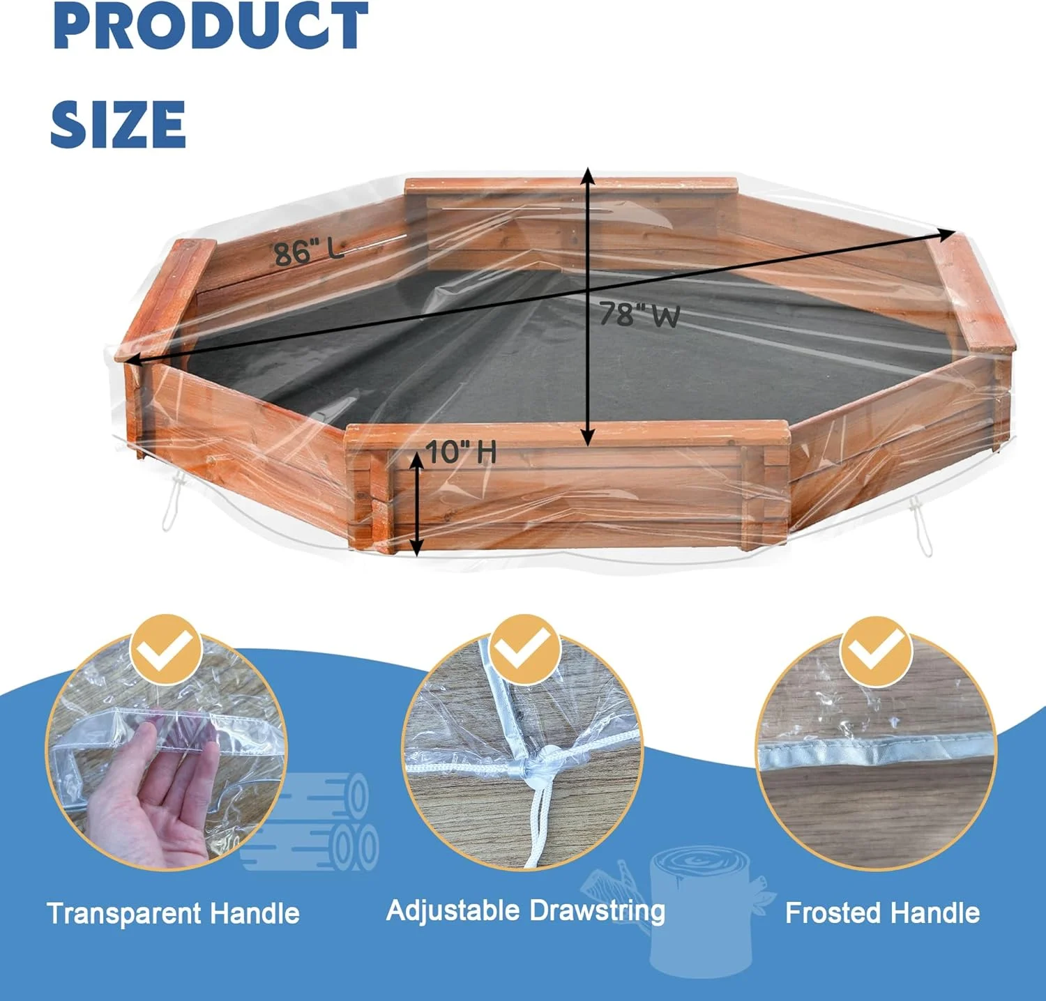 روکش جعبه شن هشت ضلعی، محافظ جعبه شن کودکان، روکش جعبه شن هشت ضلعی مناسب فضای باز باغ (شفاف) روکش جعبه شن هشت ضلعی، محافظ جعبه شن کودکان، روکش جعبه شن هشت ضلعی مناسب فضای باز باغ (شفاف)