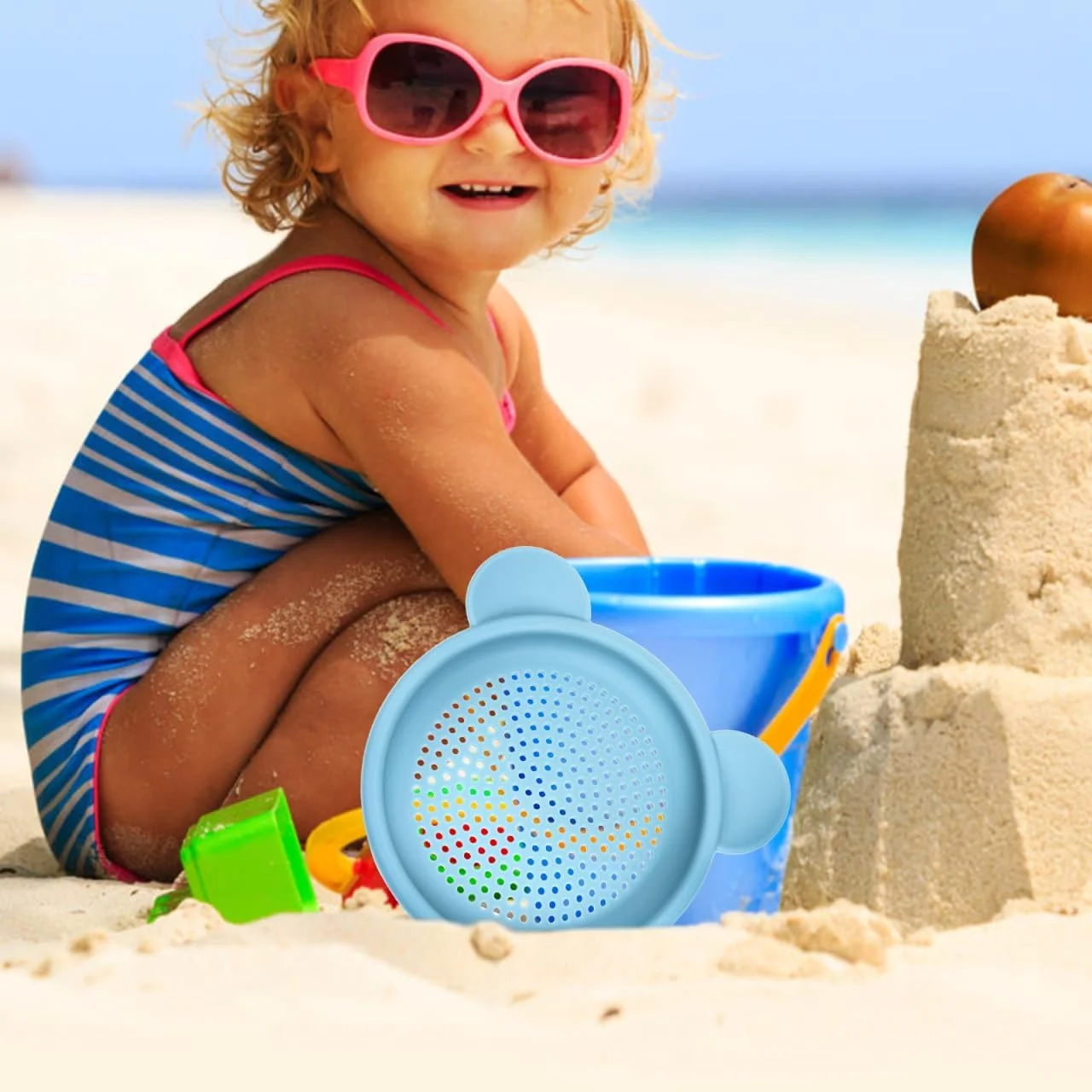 اسباب بازی الک شن سبک وزن کودکان INOOMP، اسباب بازی ساحلی قابل حمل، الک شنی سیلیکونی، اسباب بازی تعاملی، تابه الک