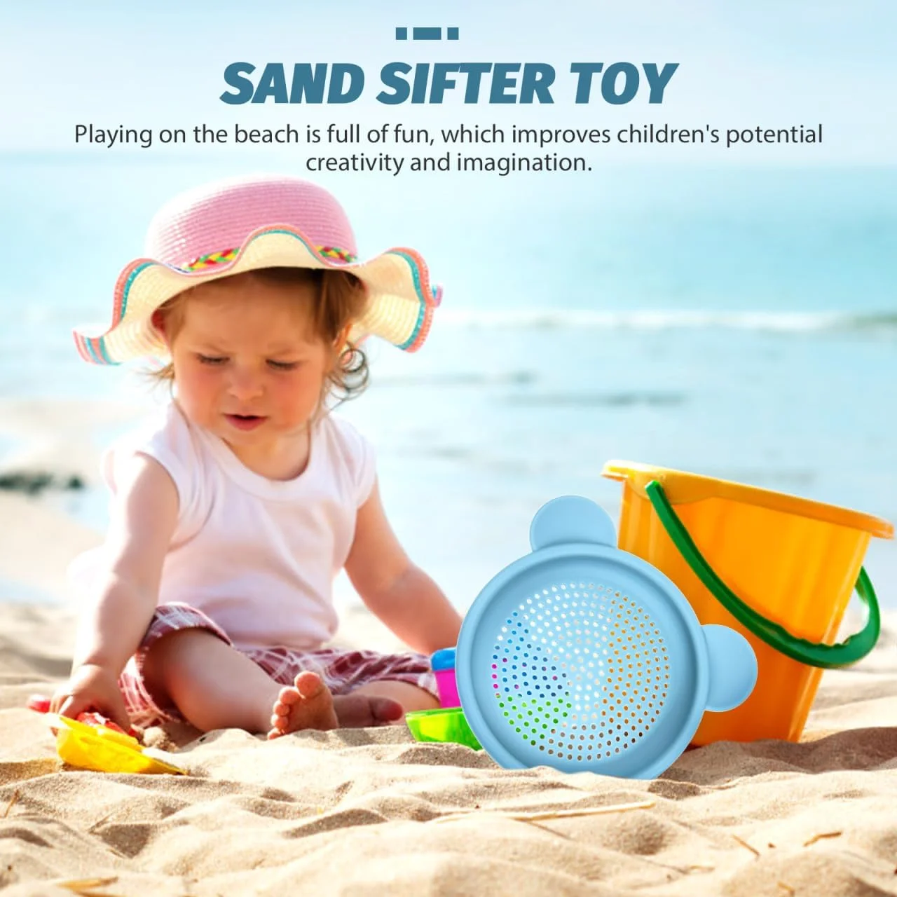 اسباب بازی الک شن سبک وزن کودکان INOOMP، اسباب بازی ساحلی قابل حمل، الک شنی سیلیکونی، اسباب بازی تعاملی، تابه الک