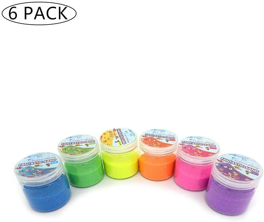 شن جادویی جولان، بسته 6 عددی - شن فضایی، شن آبگریز، شن بازی، اسباب بازی شن رنگی برای کودکان و بزرگسالان - 6 رنگ