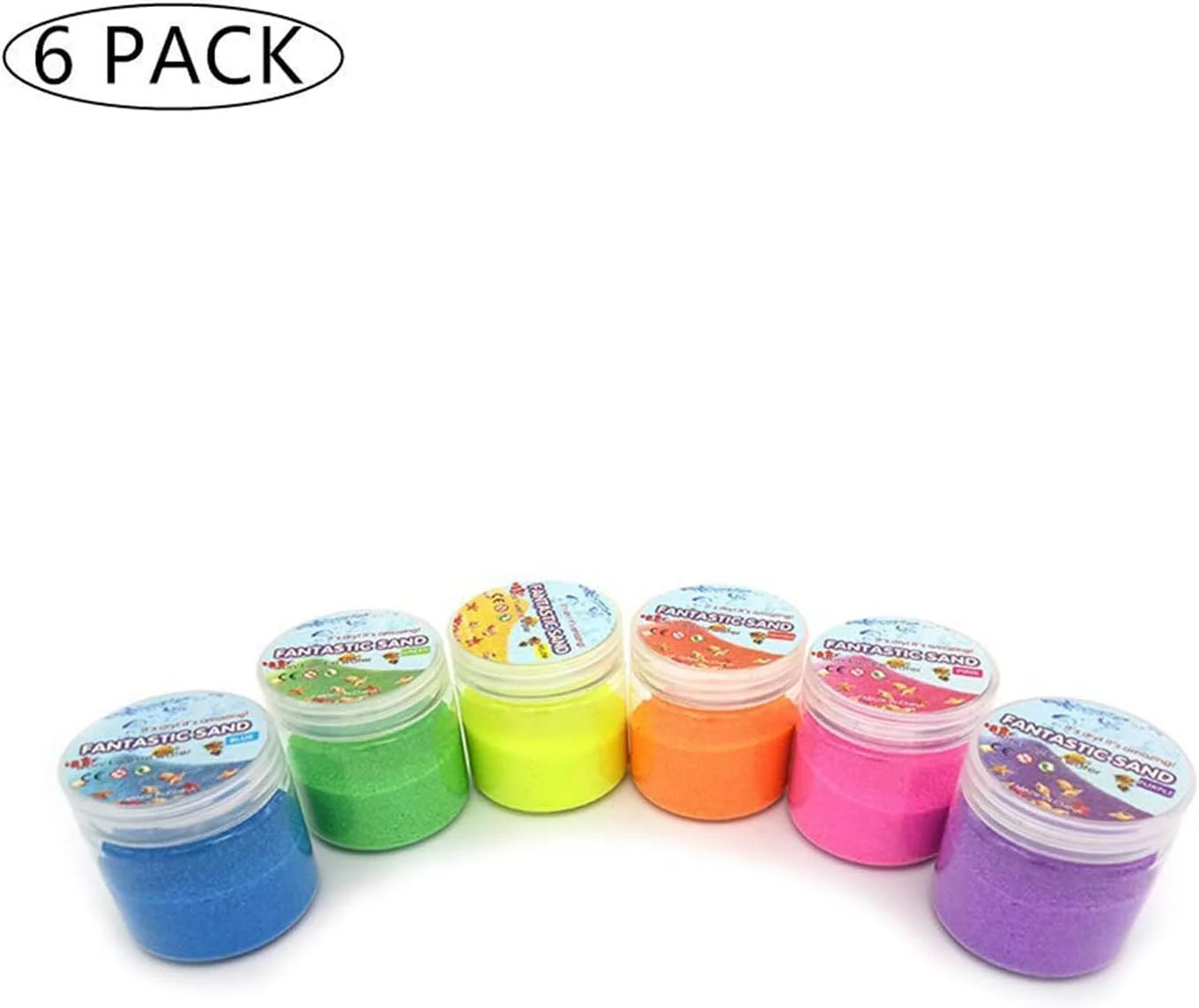 شن جادویی پاپوریچ، شن فضایی آبگریز، شن بازی، اسباب بازی های شن رنگی برای کودکان و بزرگسالان، هدیه نوآوری های آموزشی، هدایای مهمانی (6 رنگ، مجموعه 6 عددی)