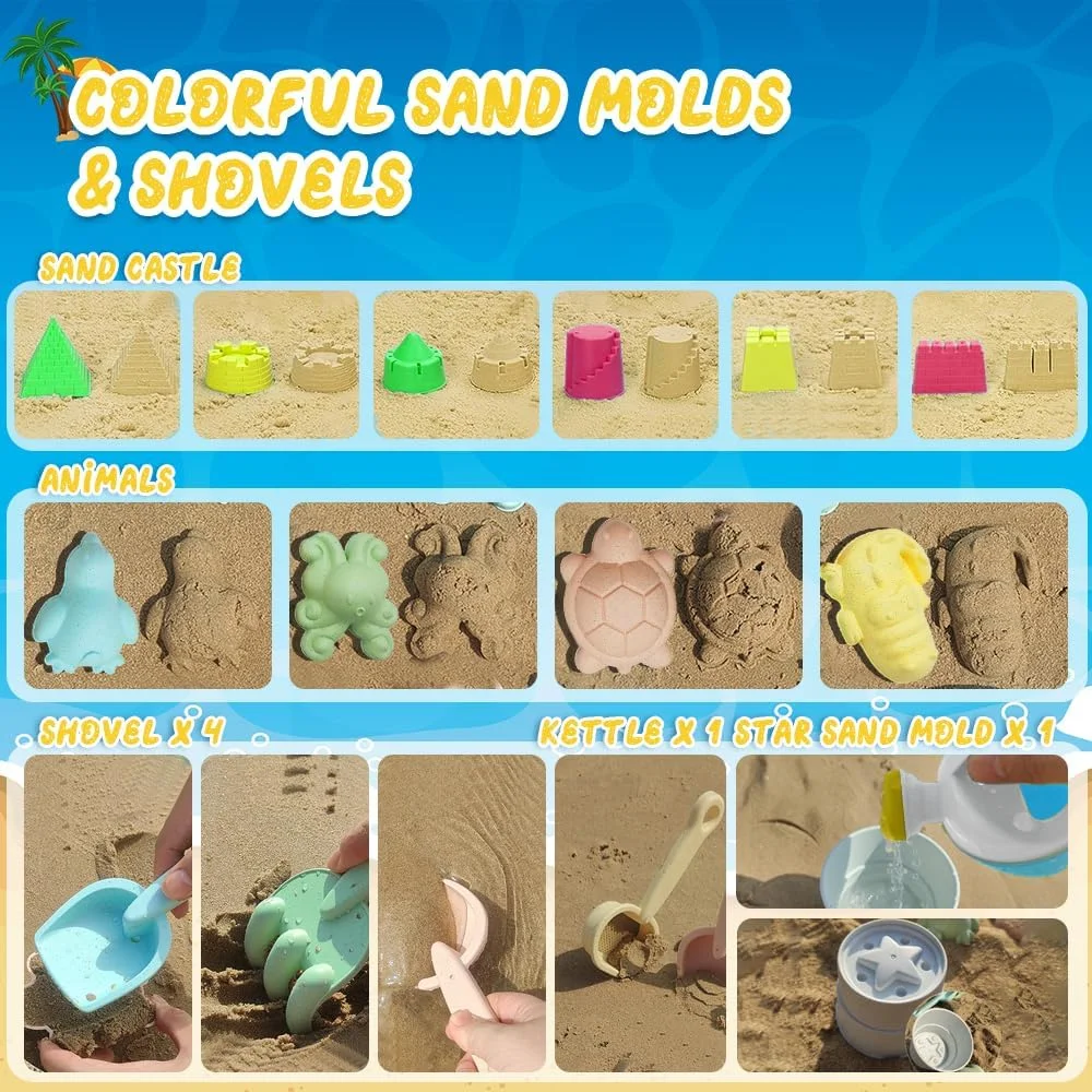 مجموعه اسباب بازی های ساحلی وان ناین، مجموعه ۱۱ تکه اسباب بازی گودال شن و ۶ تکه قالب قلعه ساحلی، سطل تاشو و بیلچه اسباب بازی شن ساحلی برای تعطیلات در ساحل، استخر، برف مجموعه اسباب بازی های ساحلی وان ناین، مجموعه ۱۱ تکه اسباب بازی گودال شن و ۶ تکه قالب قلعه ساحلی، سطل تاشو و بیلچه اسباب بازی شن ساحلی برای تعطیلات در ساحل، استخر، برف