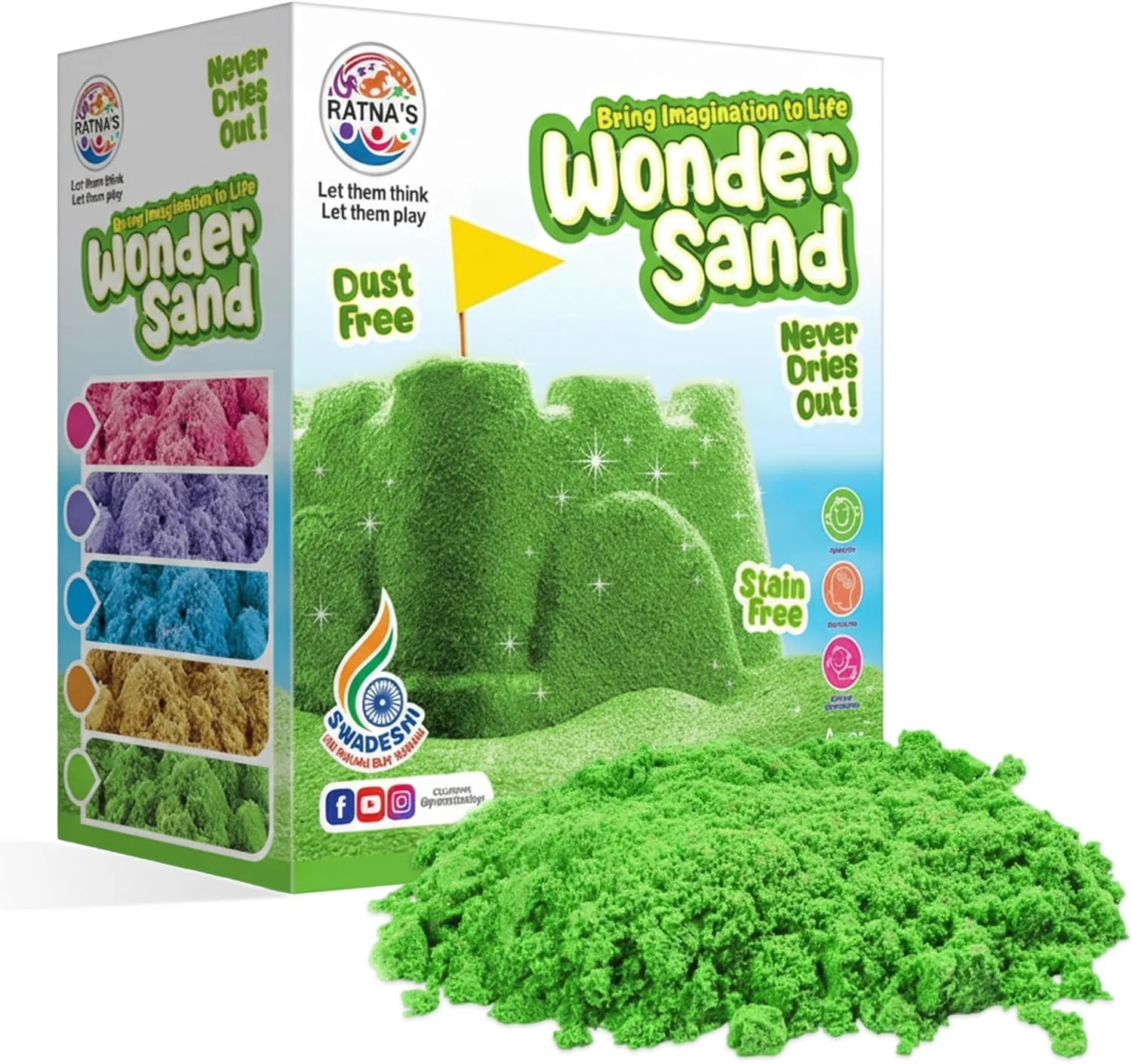 شن بازی نرم و منعطف کودک راتنا (سبز، 500 گرم)