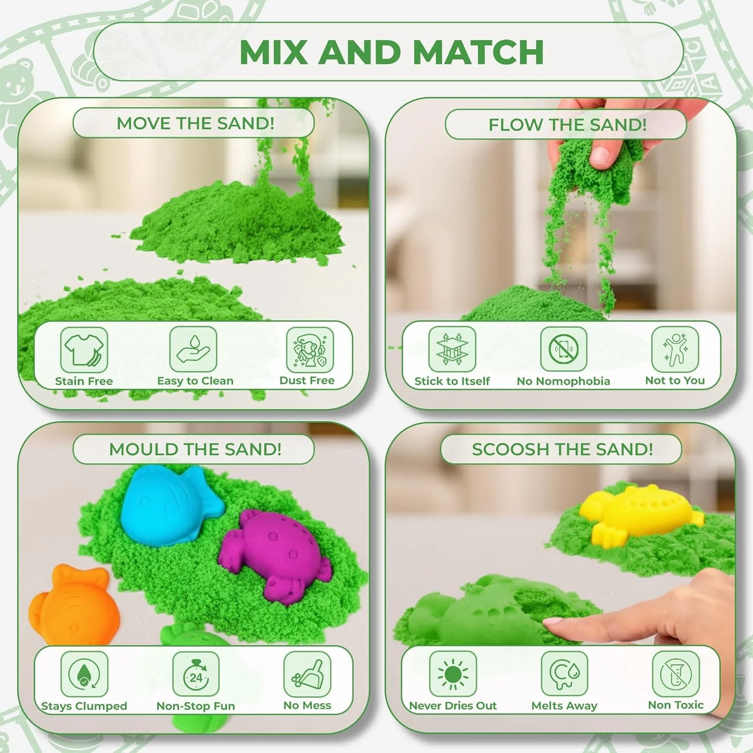 شن بازی نرم و منعطف کودک راتنا (سبز، 500 گرم) شن بازی نرم و منعطف کودک راتنا (سبز، 500 گرم)