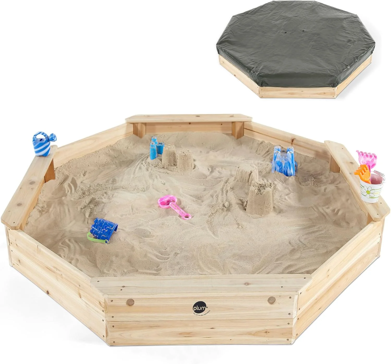 حوضچه شن چوبی بزرگ آلو - آبی فیروزه ای