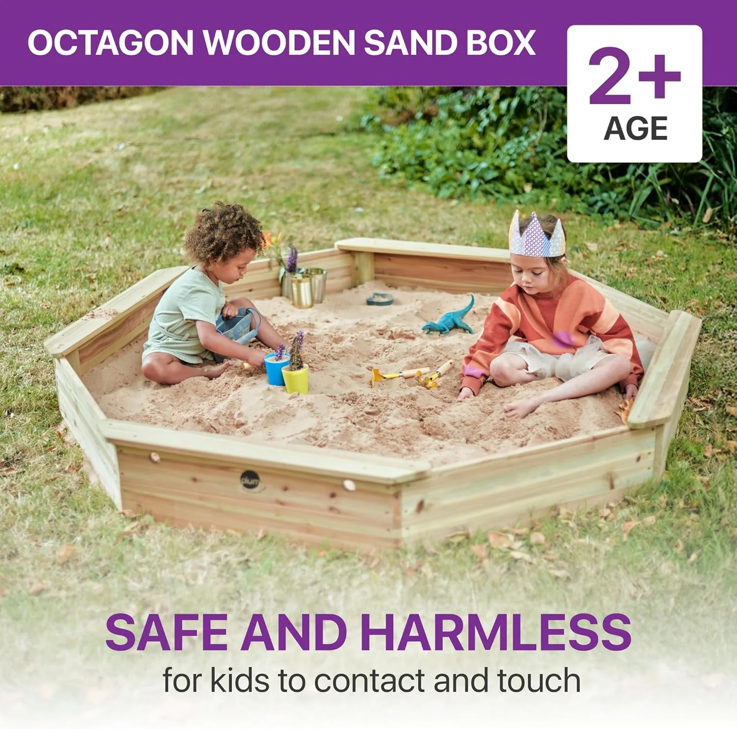 حوضچه شن چوبی بزرگ آلو - آبی فیروزه ای