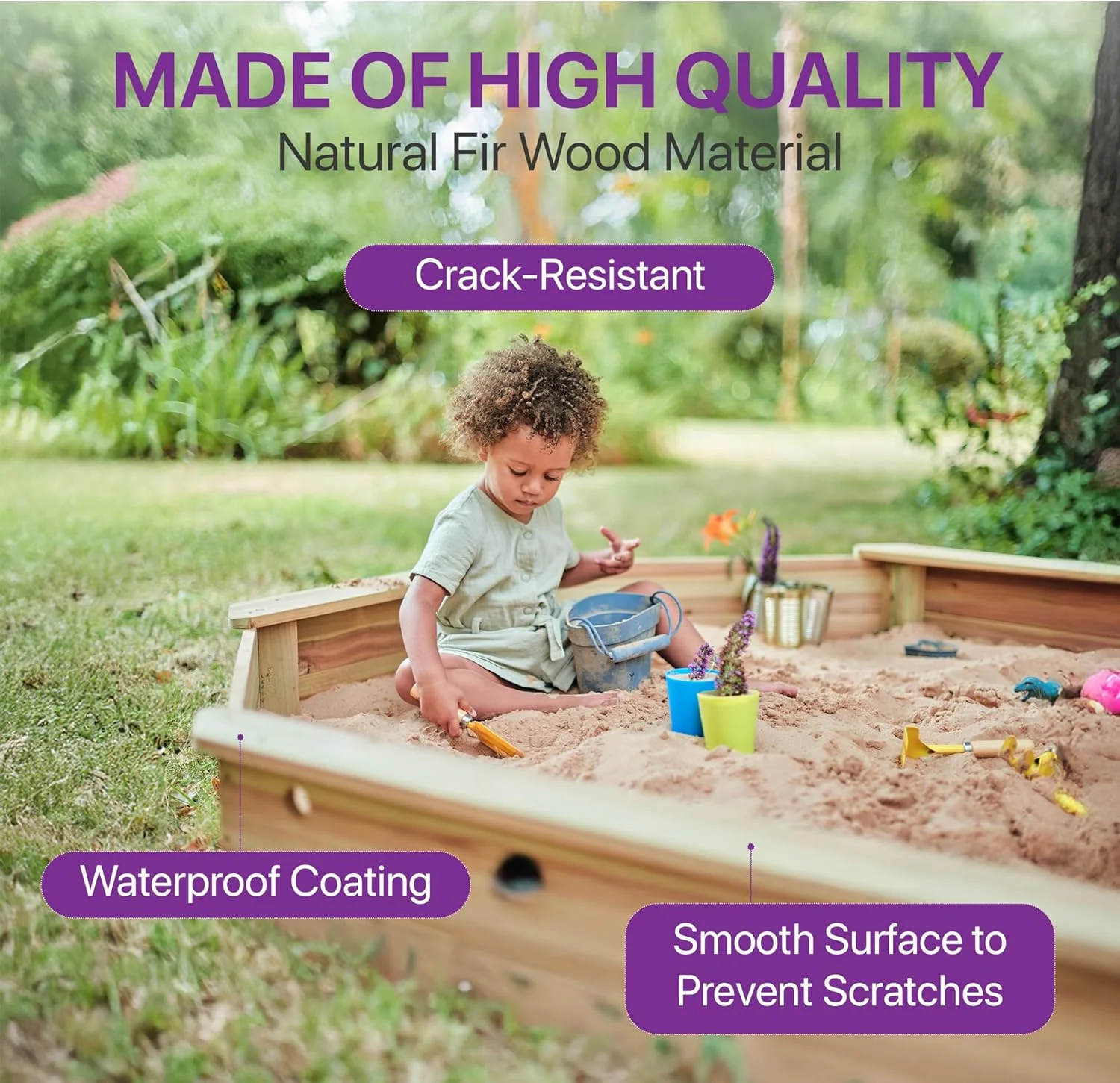 حوضچه شن چوبی بزرگ آلو - آبی فیروزه ای