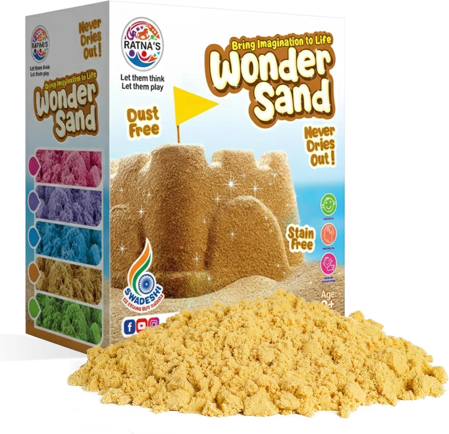 شن بازی راتناز، 500 گرم به همراه سینی بازی. شن نرم برای کودکان (قهوه ای 500 گرم)