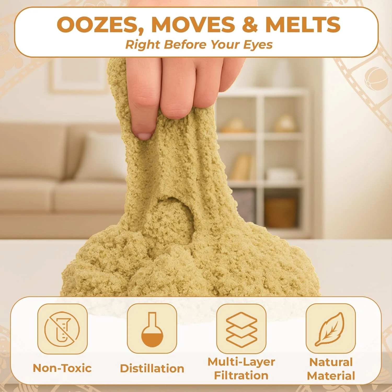 شن بازی راتناز، 500 گرم به همراه سینی بازی. شن نرم برای کودکان (قهوه ای 500 گرم)