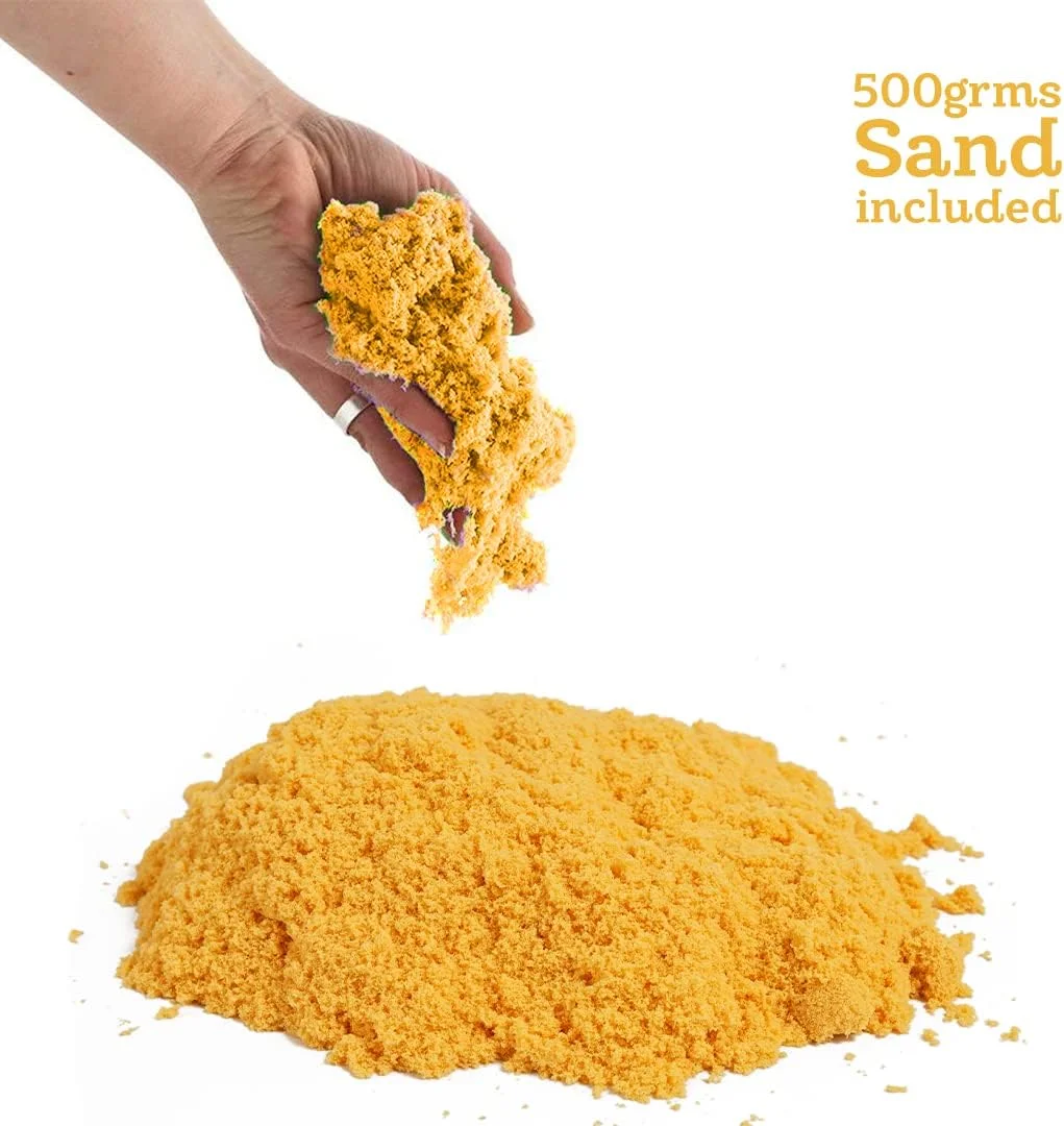 شن جادویی 500 گرمی رتنا، شن نرم برای کودکان به همراه یک قالب بزرگ (بدون سینی) (رنگ نارنجی)