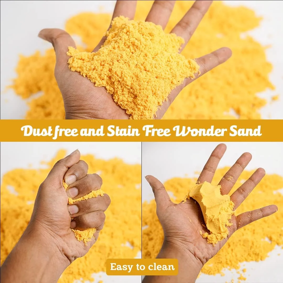 شن جادویی 500 گرمی رتنا، شن نرم برای کودکان به همراه یک قالب بزرگ (بدون سینی) (رنگ نارنجی)