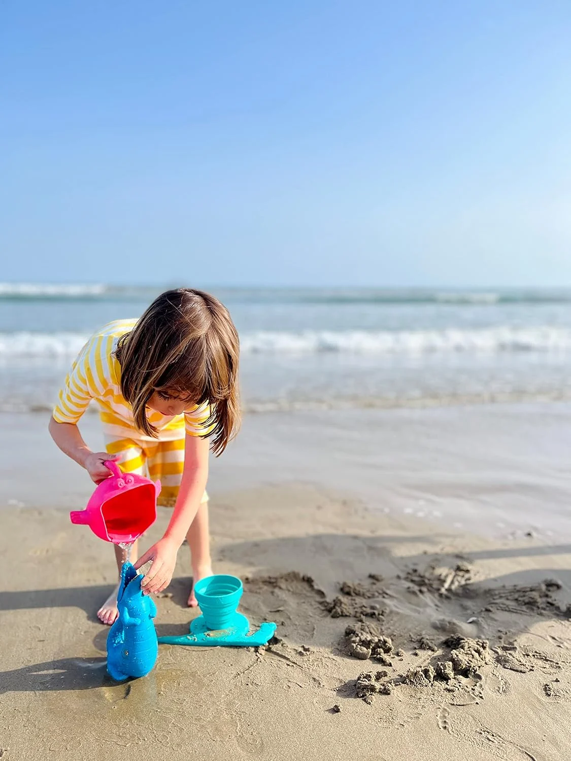 اسکوپ جمع‌شونده - اسباب‌بازی حمام کودک، اسباب‌بازی ساحلی و ابزار باغبانی برای بازی های کثیف - اسکوپ سیلیکونی نرم برای گودال شن، بازی های ساحلی، میز آب و بازی حسی