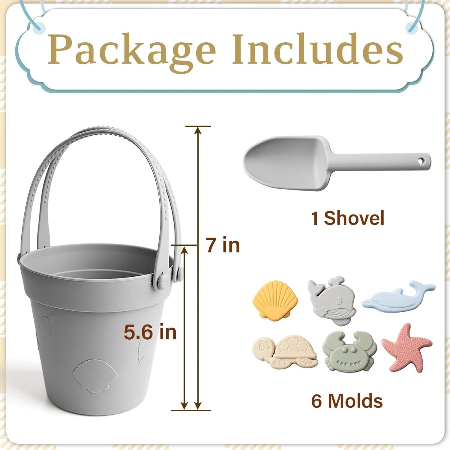 اسباب بازی های ساحلی سیلیکونی Shougege با سطل شن، بیل و قالب های شن برای اسباب بازی های جعبه شنی کودک، کودکان نوپا 3-10 ساله اسباب بازی های ساحلی سیلیکونی Shougege با سطل شن، بیل و قالب های شن برای اسباب بازی های جعبه شنی کودک، کودکان نوپا 3-10 ساله