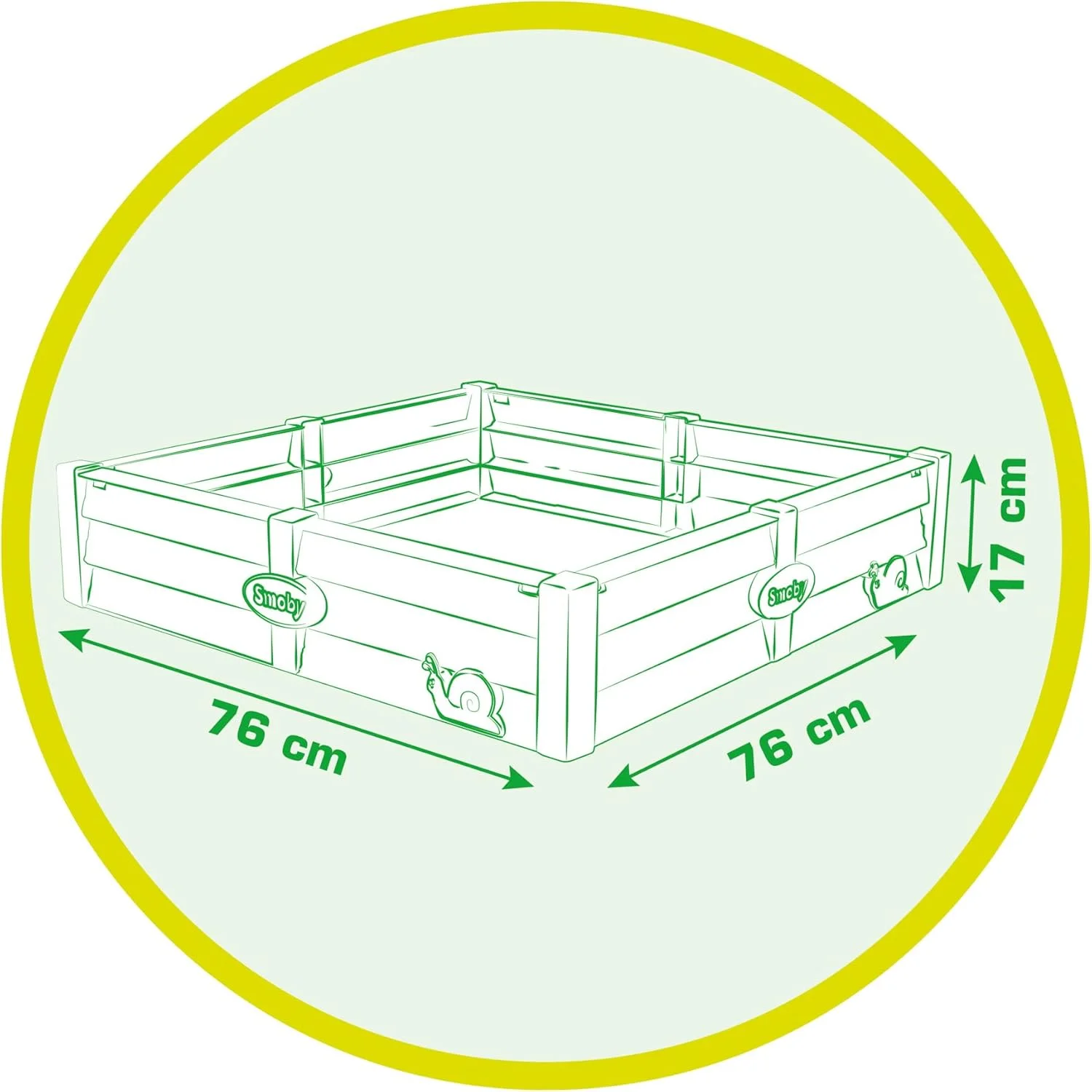 باغچه مربعی 2 در 1 Smoby - جعبه شن و باغ سبزیجات مربعی – 76 x 76 سانتی متر – دارای پوشش پایه