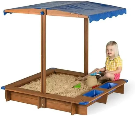 حوضچه شن چوبی کودکان TAYGUM با درب، جعبه شن بزرگ فضای باز با سایبان چرخشی برای باغ، ارتفاع قابل تنظیم، جعبه شن برای کودکان حوضچه شن چوبی کودکان TAYGUM با درب، جعبه شن بزرگ فضای باز با سایبان چرخشی برای باغ، ارتفاع قابل تنظیم، جعبه شن برای کودکان