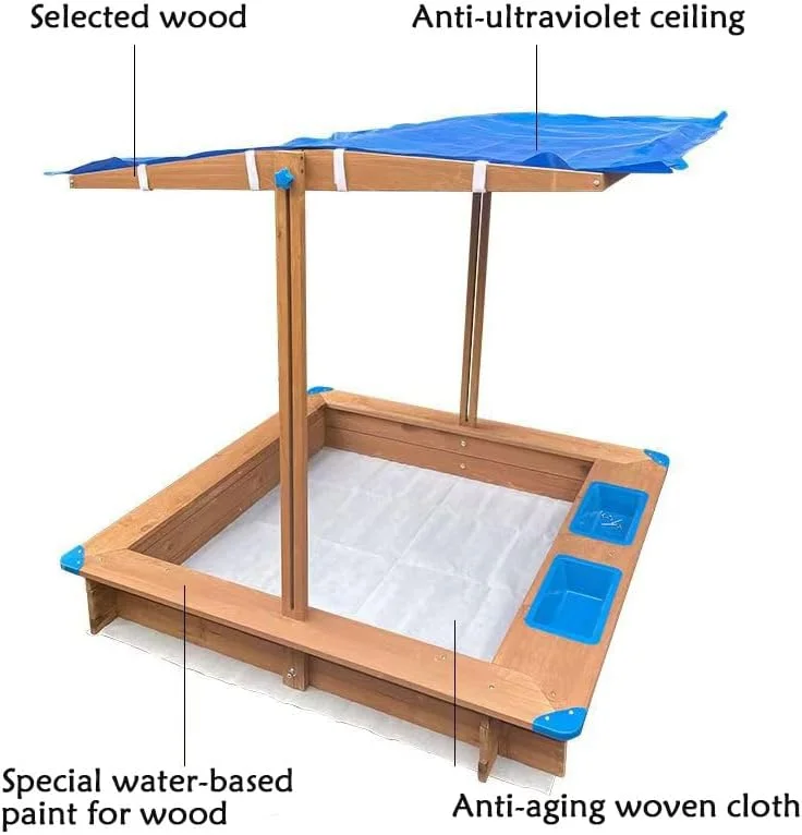 حوضچه شن چوبی کودکان TAYGUM با درب، جعبه شن بزرگ فضای باز با سایبان چرخشی برای باغ، ارتفاع قابل تنظیم، جعبه شن برای کودکان حوضچه شن چوبی کودکان TAYGUM با درب، جعبه شن بزرگ فضای باز با سایبان چرخشی برای باغ، ارتفاع قابل تنظیم، جعبه شن برای کودکان