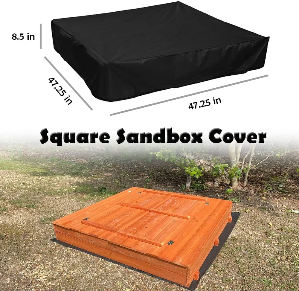 روکش مربعی شکل جعبه شنی StorMaster مناسب جعبه شنی چوبی بزرگ کودکان به ابعاد 47x47 اینچ، ضدآب و دارای بند کشی